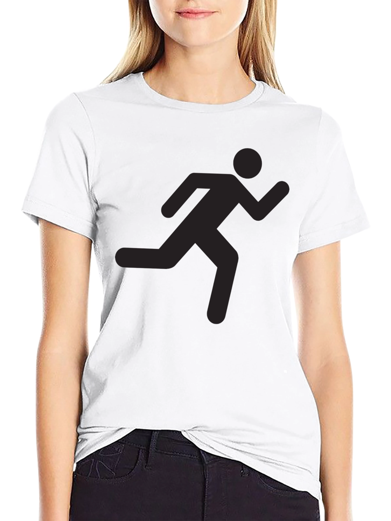 Black Graphic Tee - Running Man Silhouette