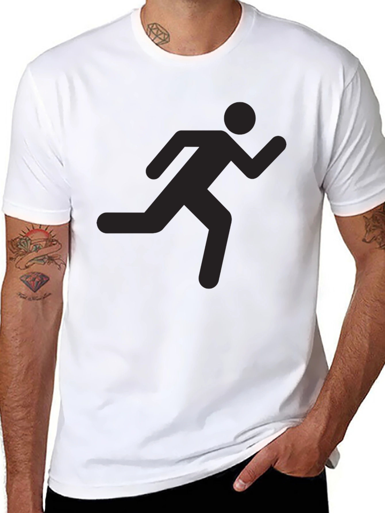 Black Graphic Tee - Running Man Silhouette