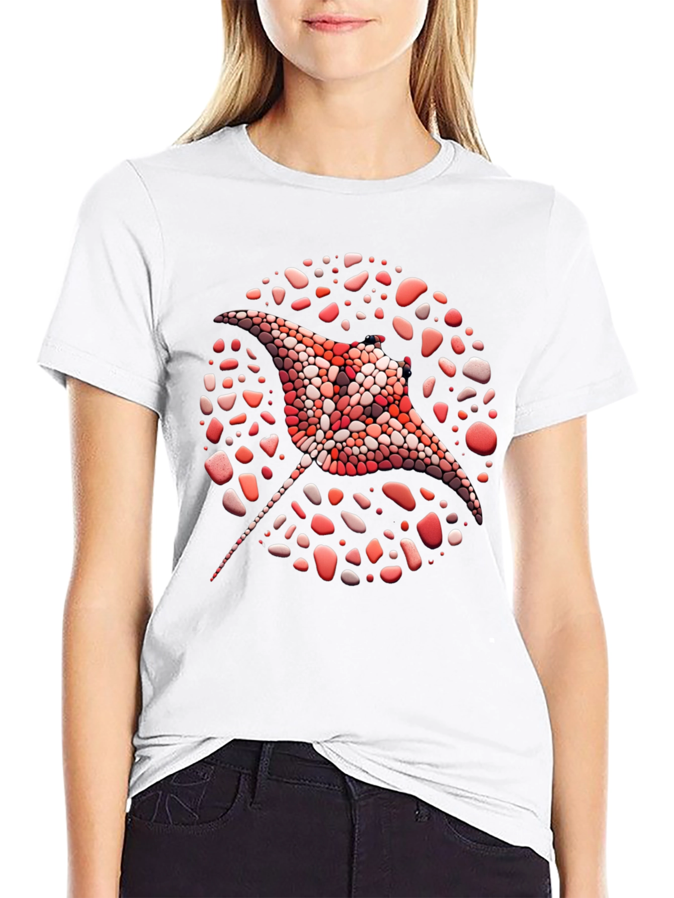 Manta Ray Mosaic Tee - Unique Graphic T-Shirt
