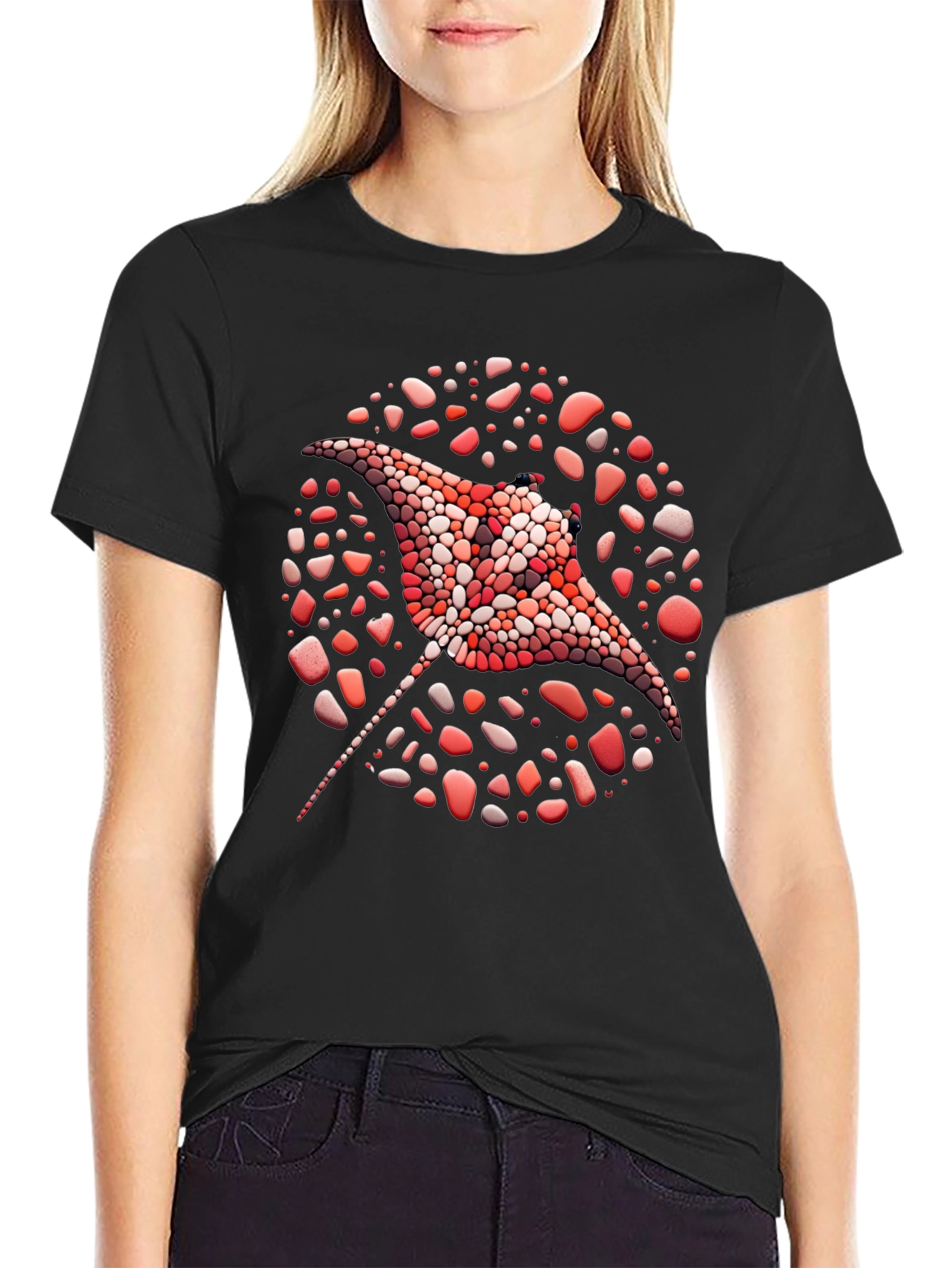 Manta Ray Mosaic Tee - Unique Graphic T-Shirt