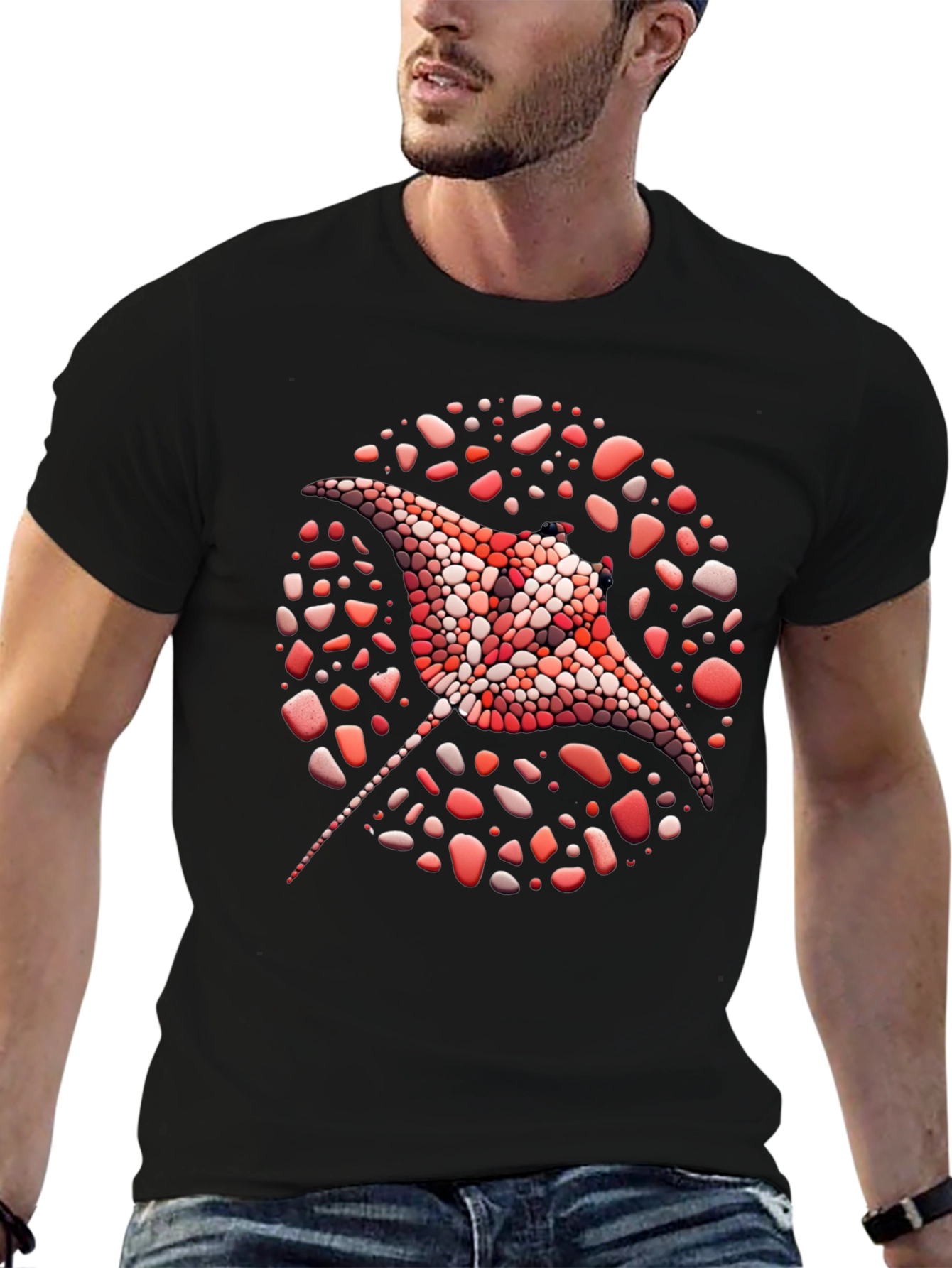 Manta Ray Mosaic Tee - Unique Graphic T-Shirt