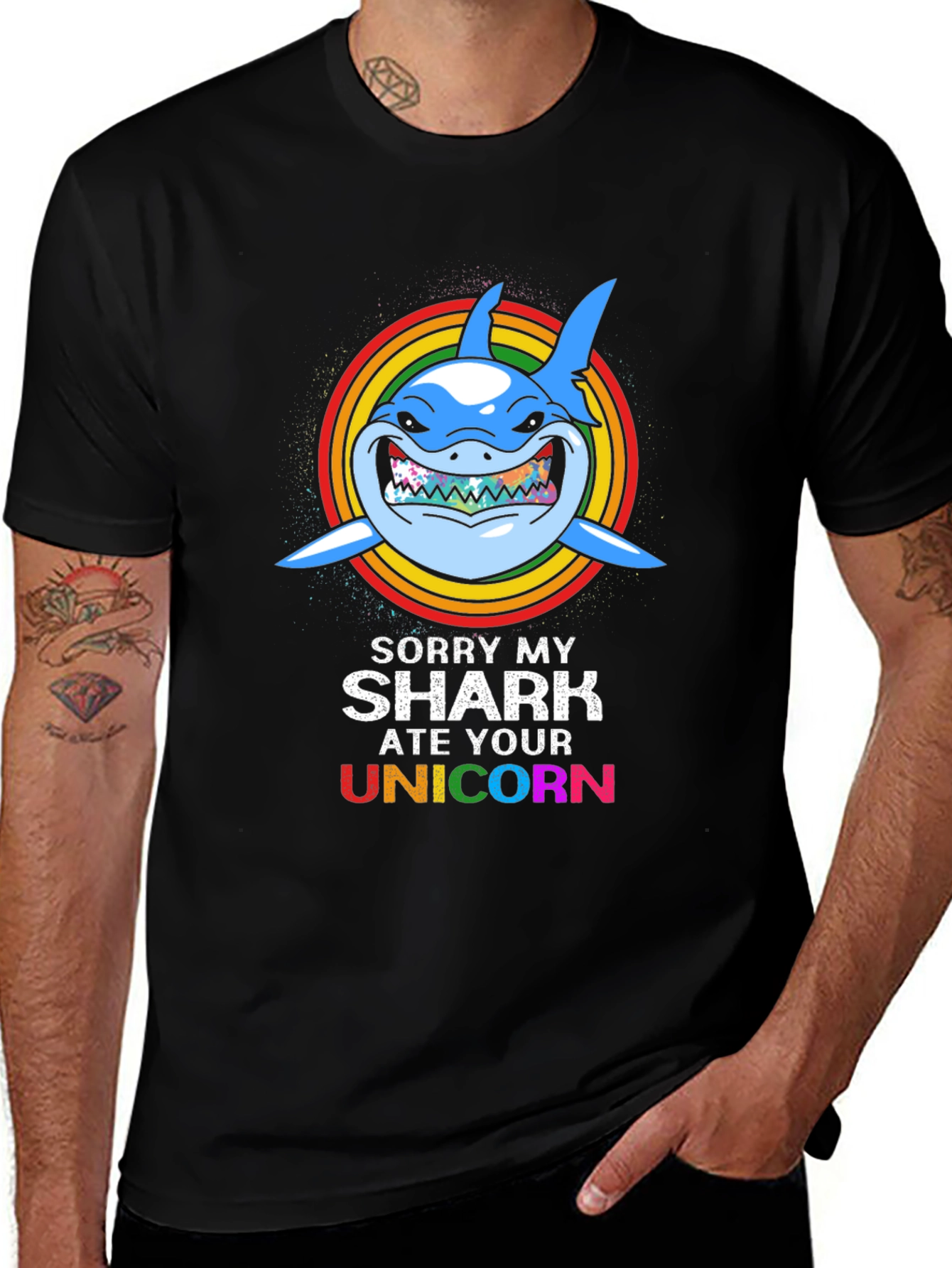Funny Shark Ate Unicorn Graphic Tee