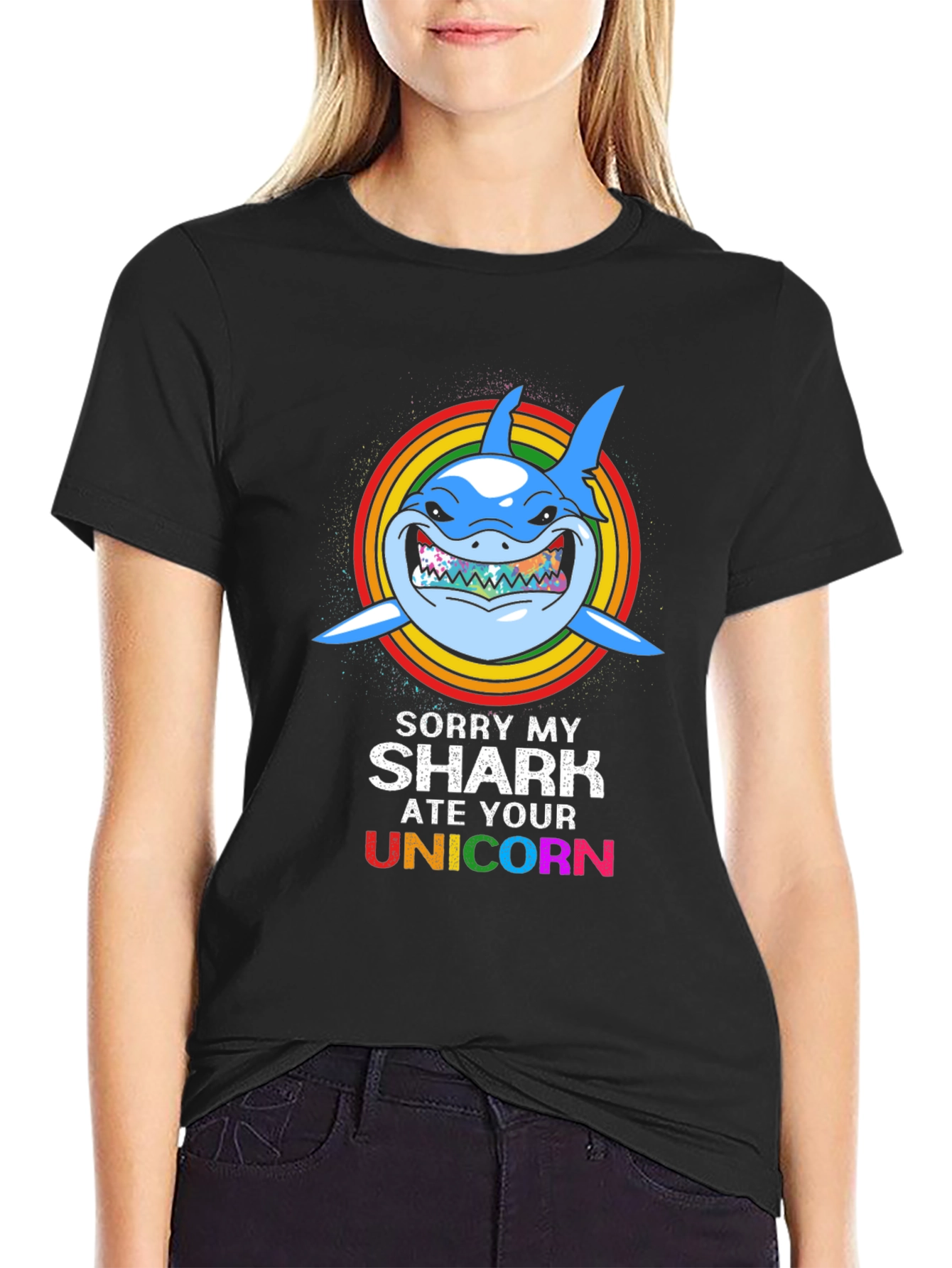 Funny Shark Ate Unicorn Graphic Tee