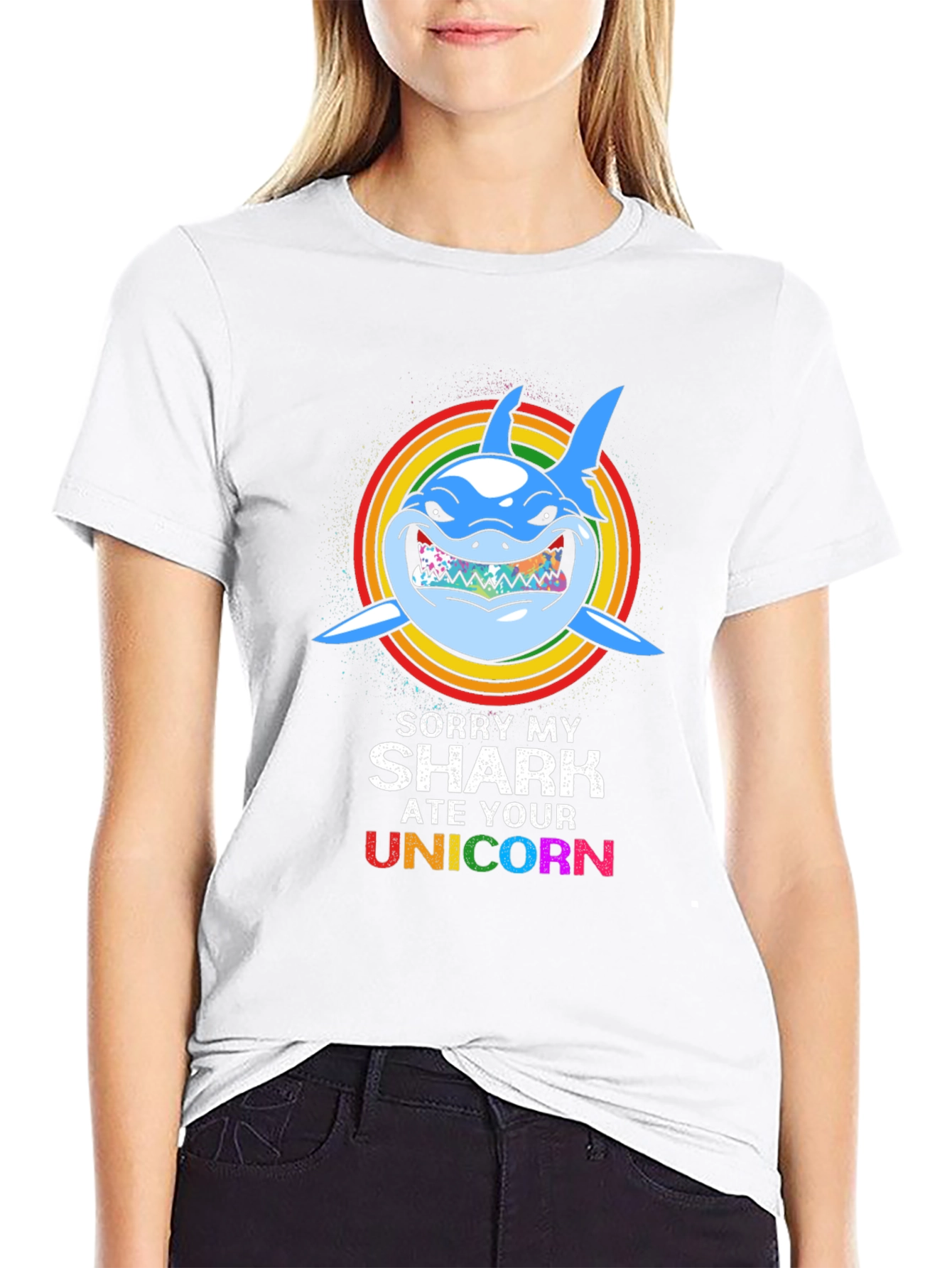 Funny Shark Ate Unicorn Graphic Tee