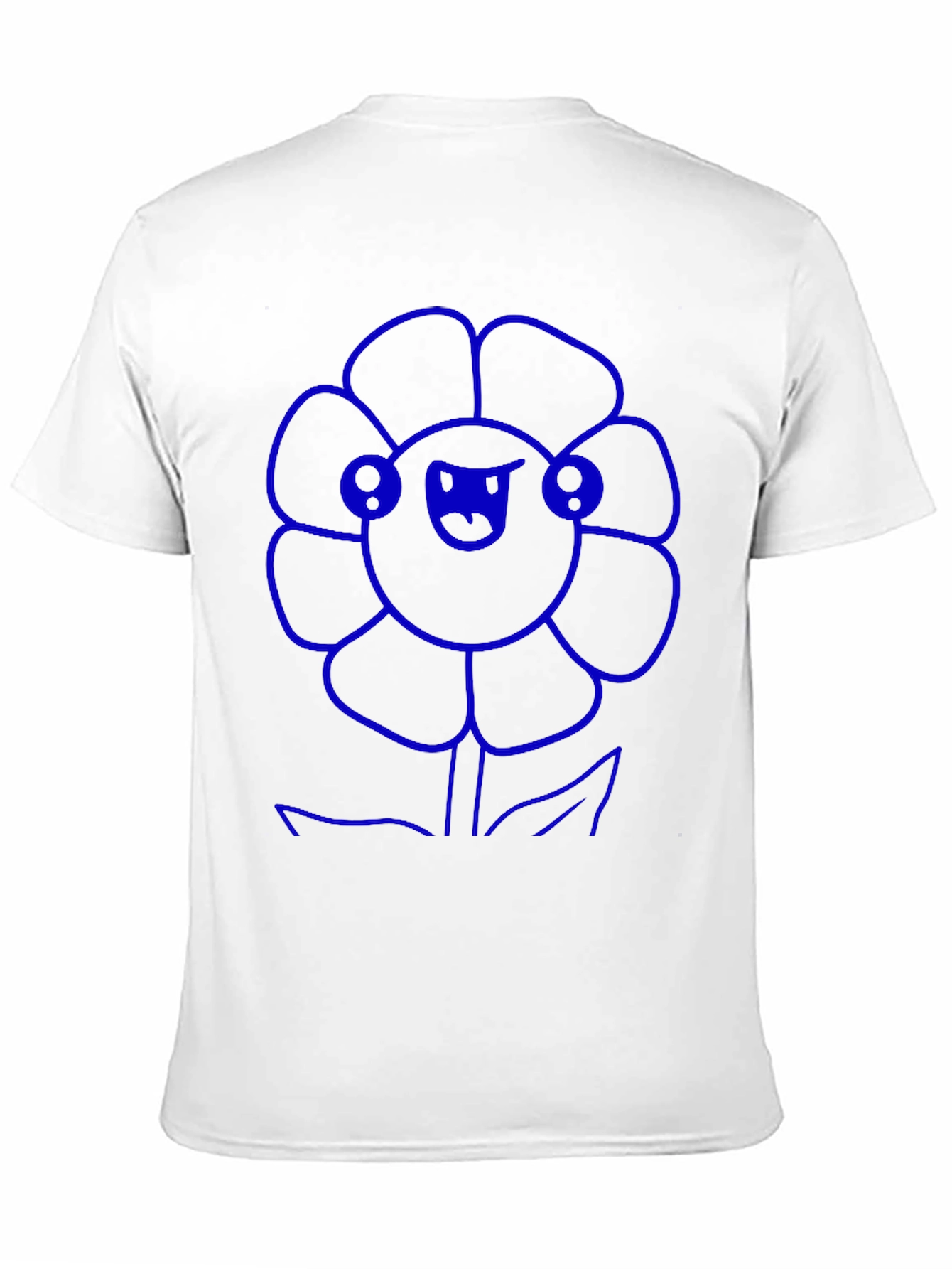 Blue Flower Graphic Black T-Shirt