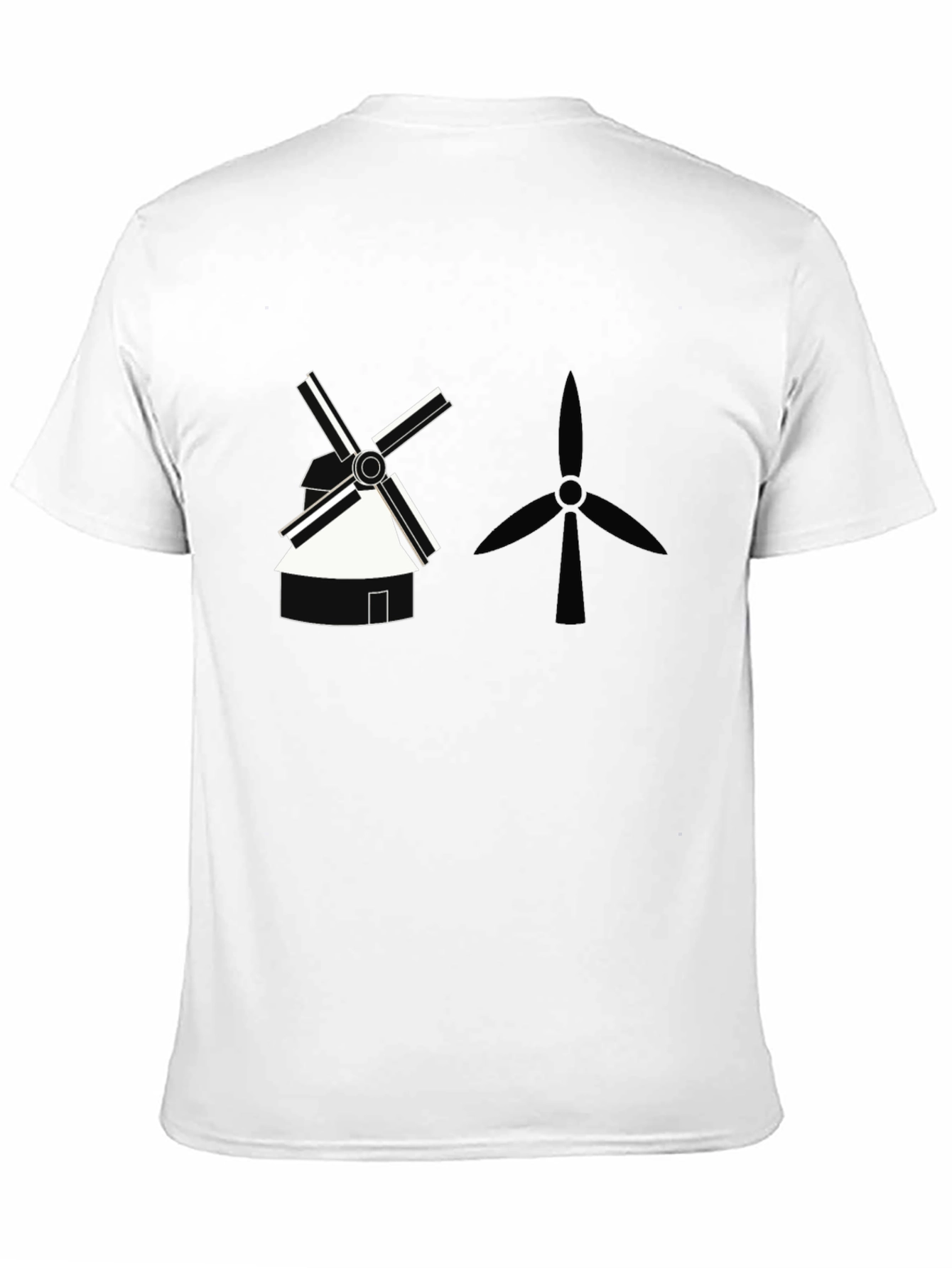 Modern Windmill Graphic Tee - Black Cotton T-Shirt