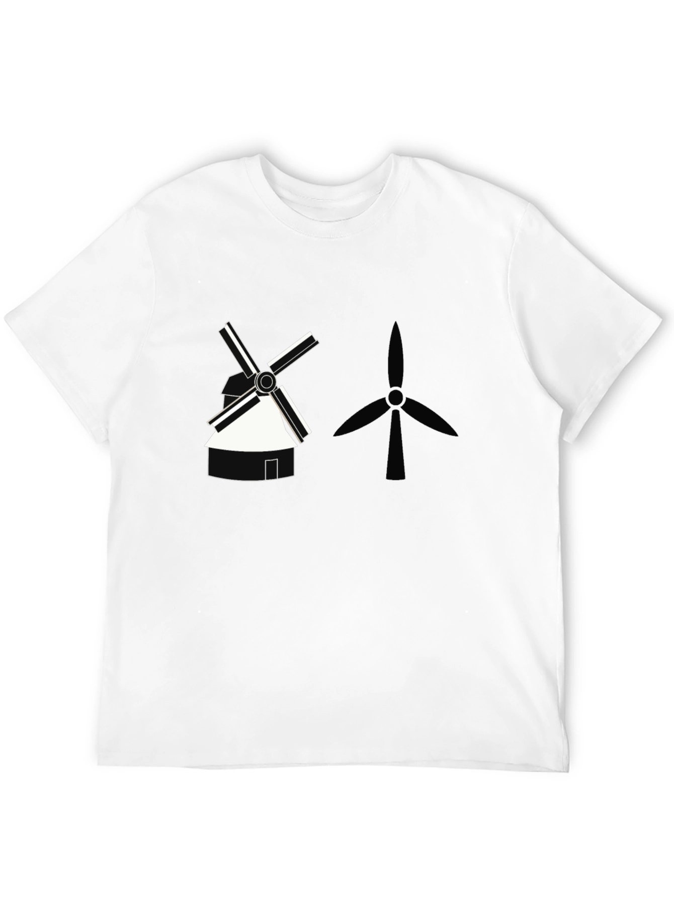Modern Windmill Graphic Tee - Black Cotton T-Shirt