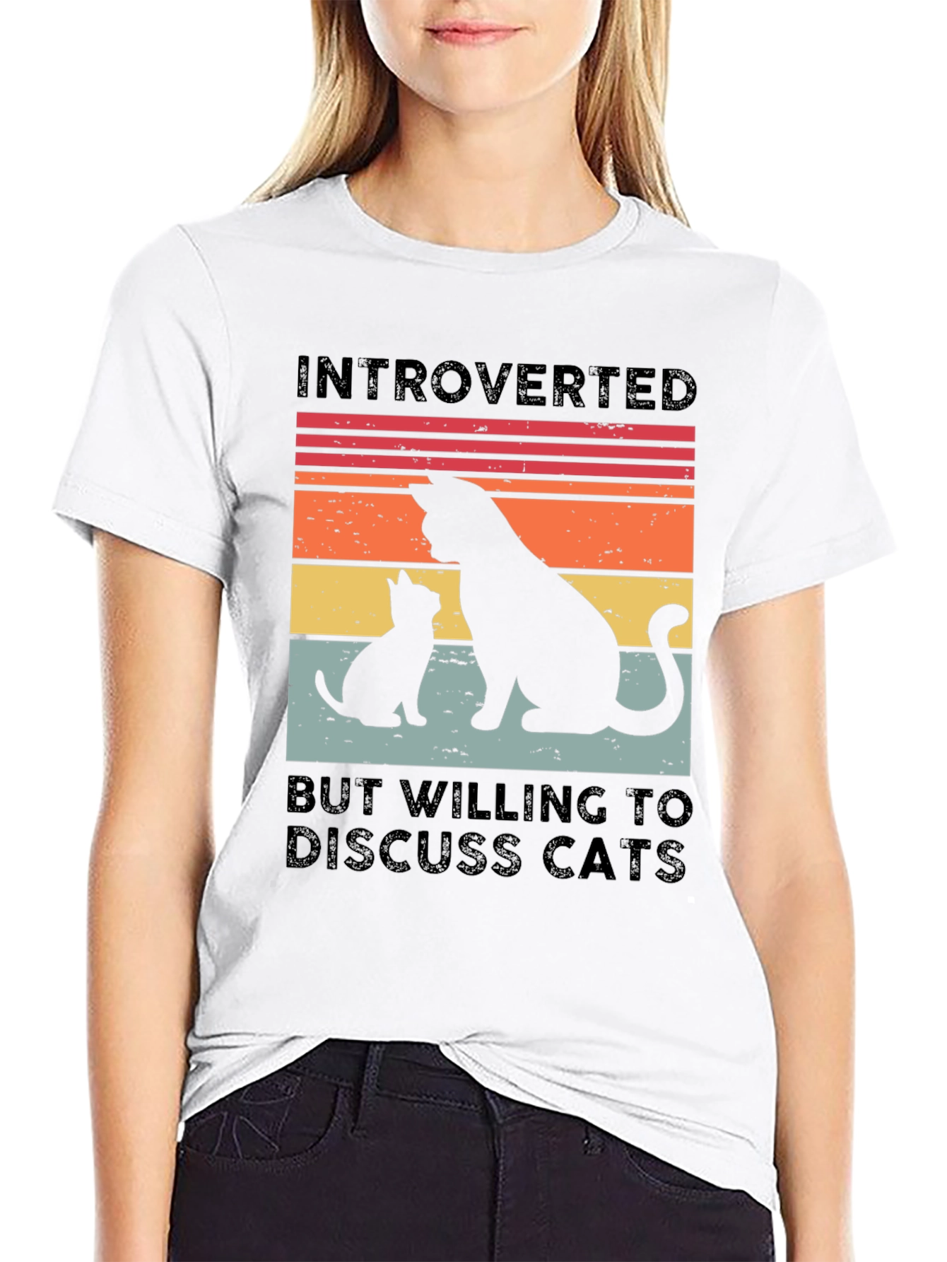 Introverted Cat Lover T-Shirt - Black Tee
