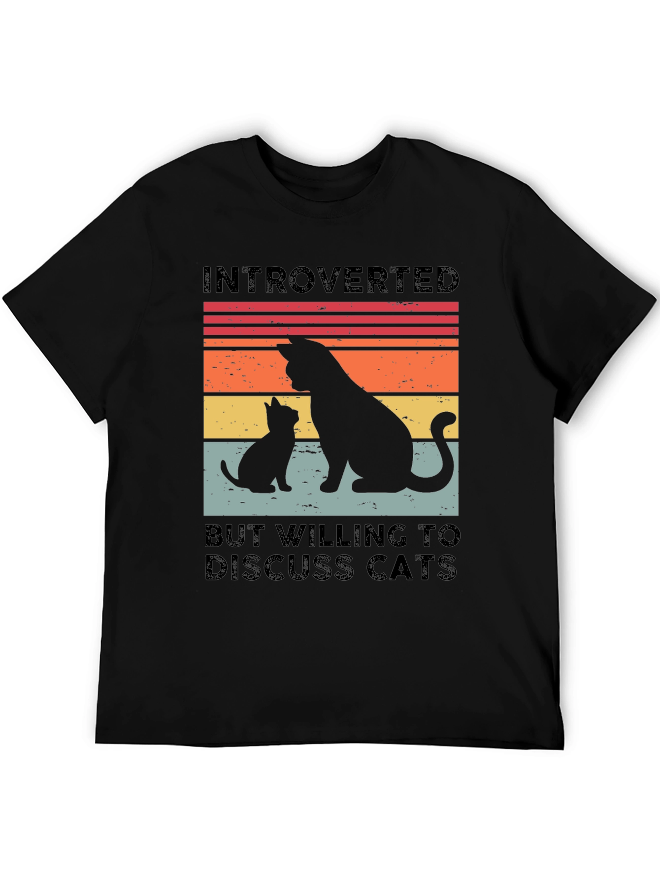 Introverted Cat Lover T-Shirt - Black Tee