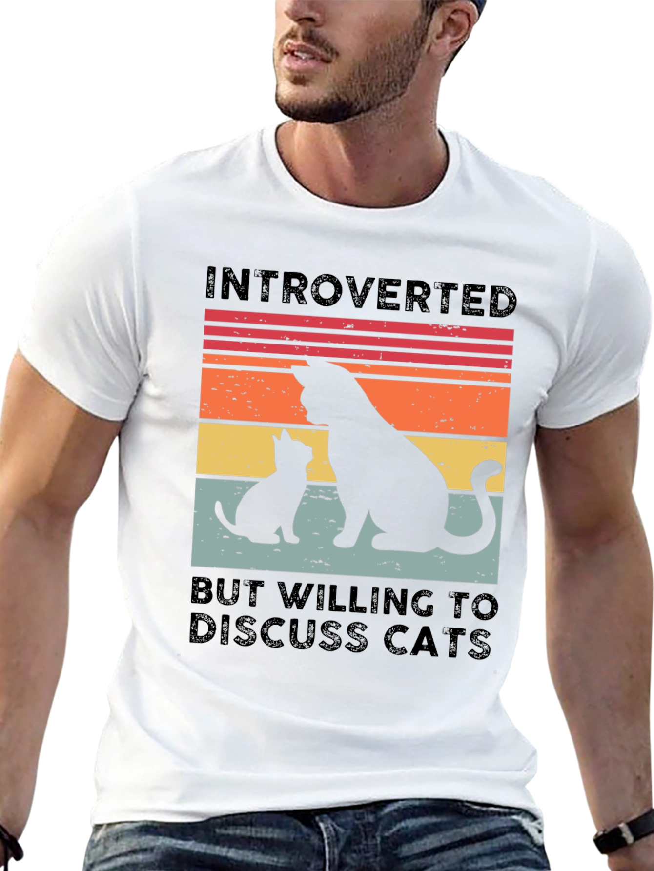 Introverted Cat Lover T-Shirt - Black Tee
