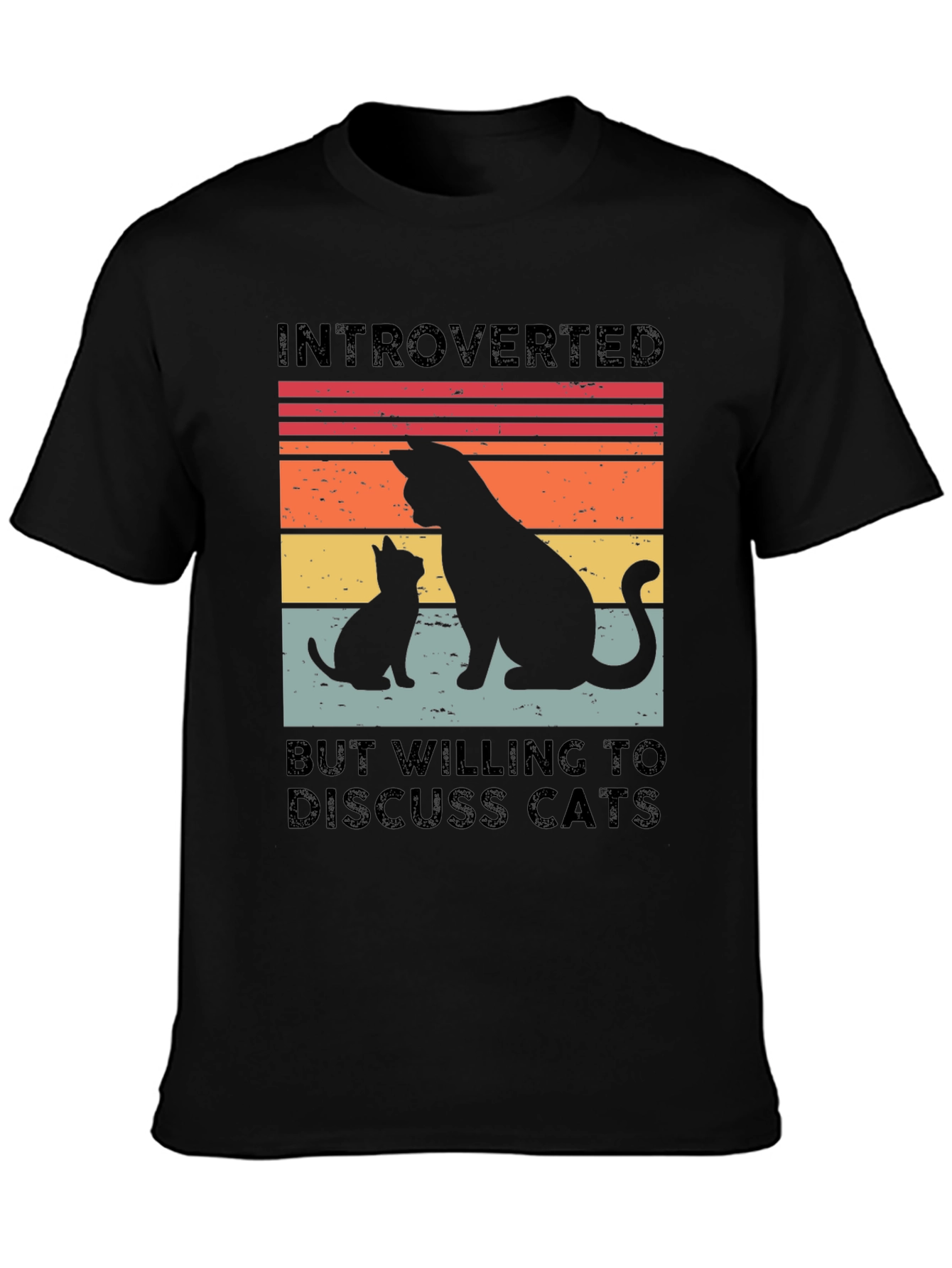 Introverted Cat Lover T-Shirt - Black Tee