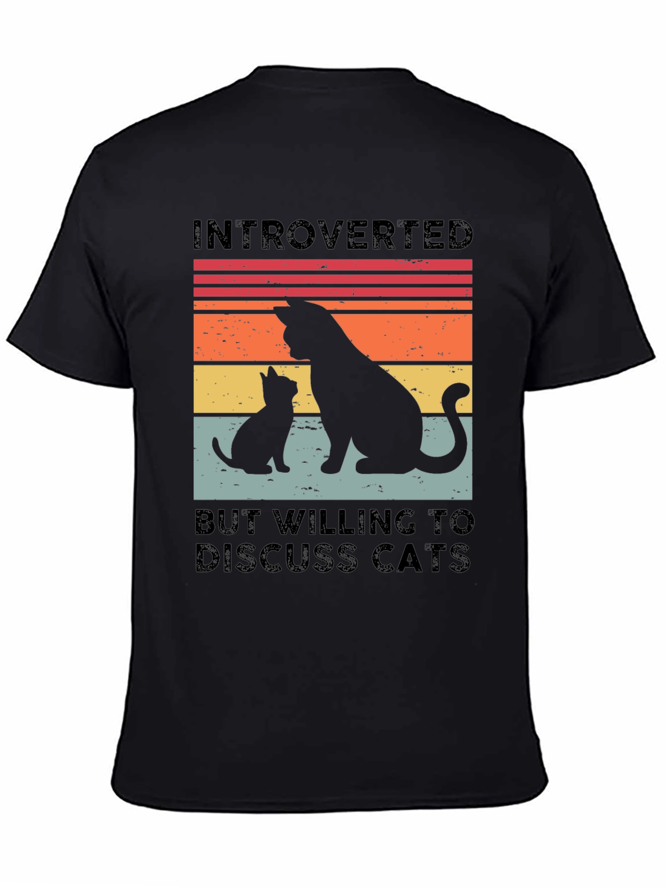 Introverted Cat Lover T-Shirt - Black Tee