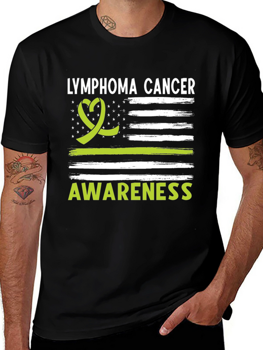 Lymphoma Cancer Awareness Ribbon Graphic T-Shirt