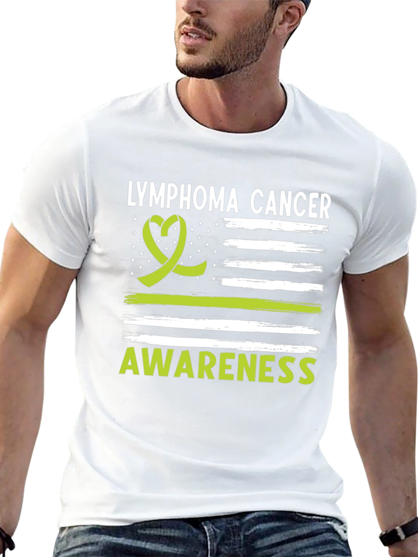 Lymphoma Cancer Awareness Ribbon Graphic T-Shirt