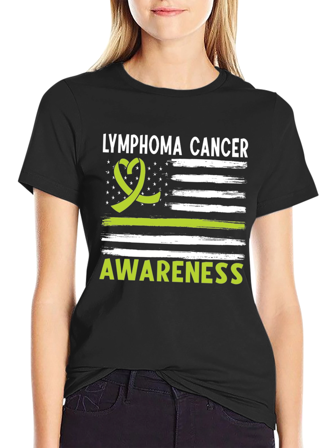 Lymphoma Cancer Awareness Ribbon Graphic T-Shirt