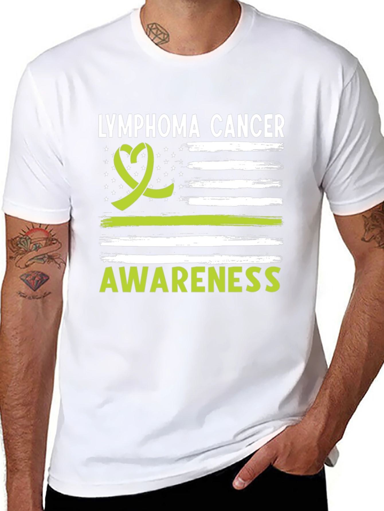 Lymphoma Cancer Awareness Ribbon Graphic T-Shirt