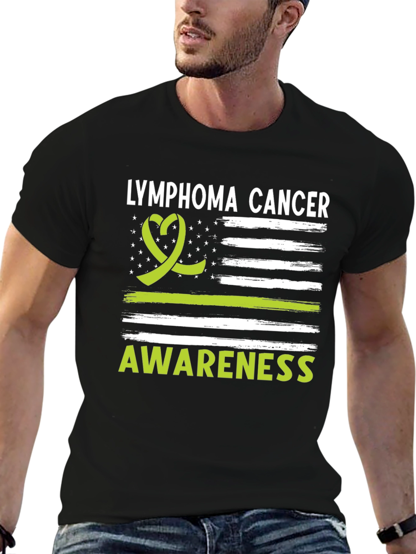 Lymphoma Cancer Awareness Ribbon Graphic T-Shirt