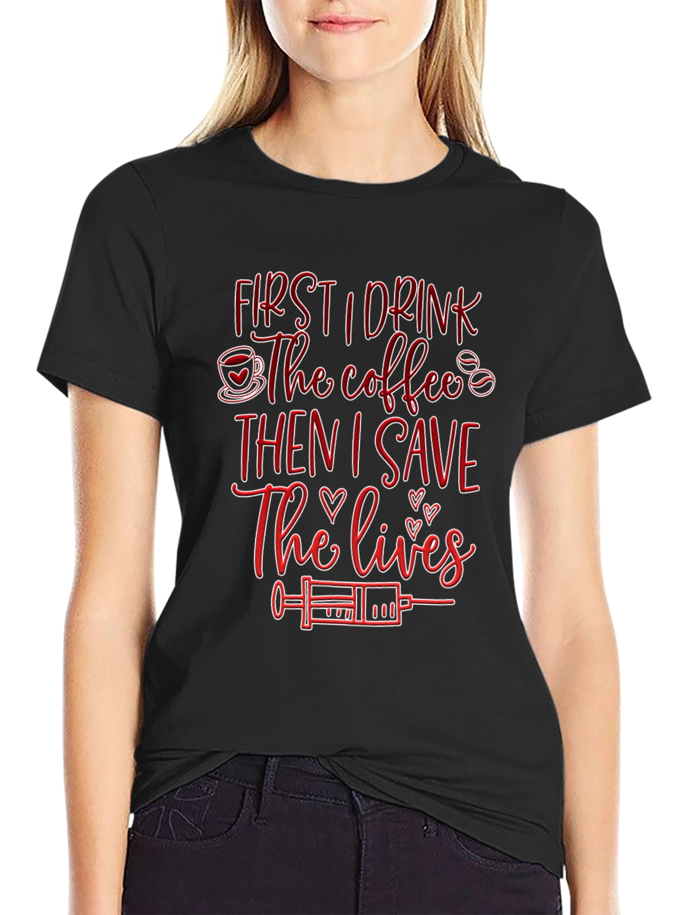 Nurse Coffee Save Lives Black T-Shirt