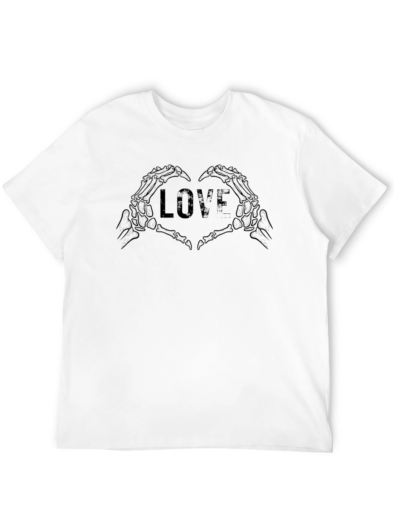 Skeleton Hand Love Heart Graphic Tee - Black