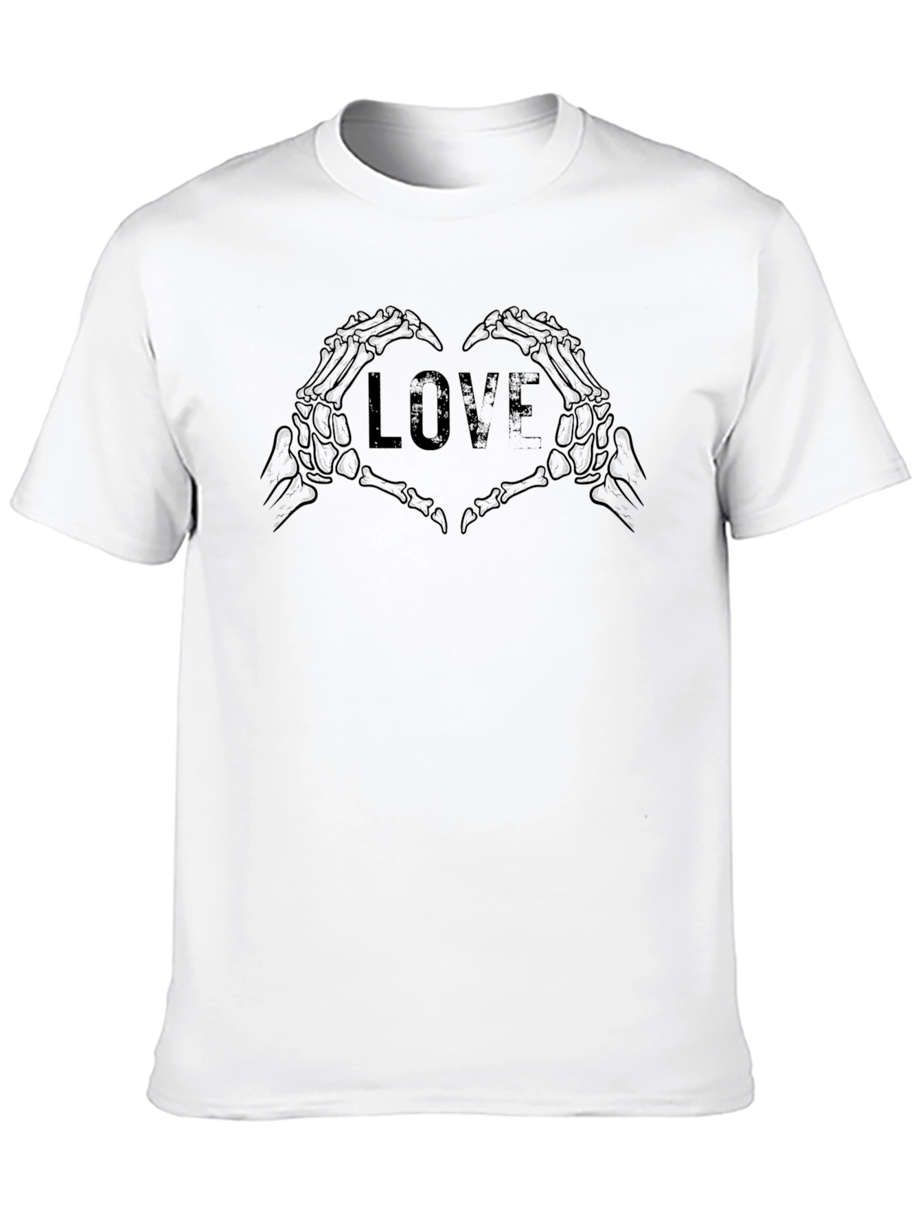 Skeleton Hand Love Heart Graphic Tee - Black