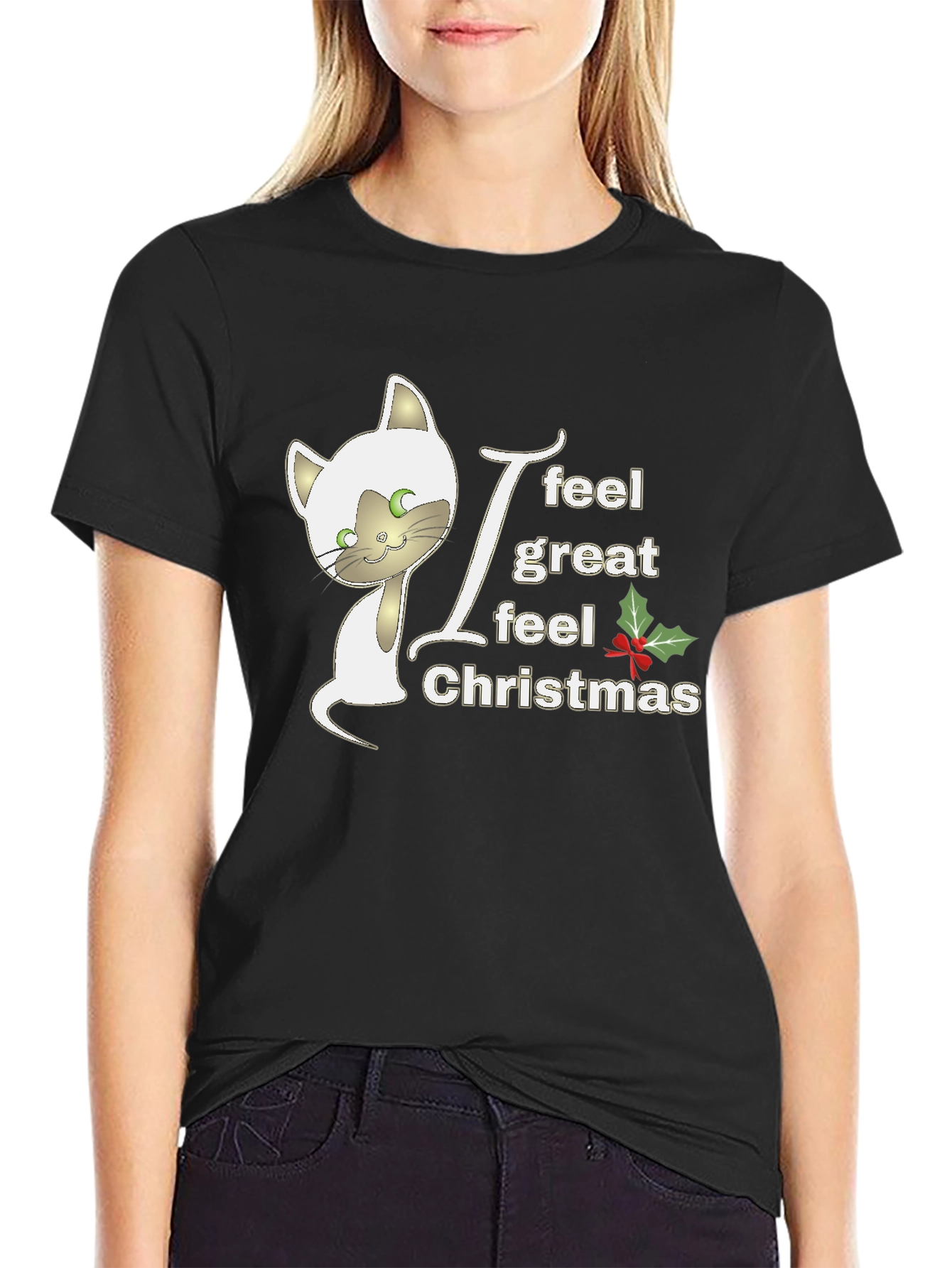 Christmas Cat T-Shirt - Holiday Spirit Wear
