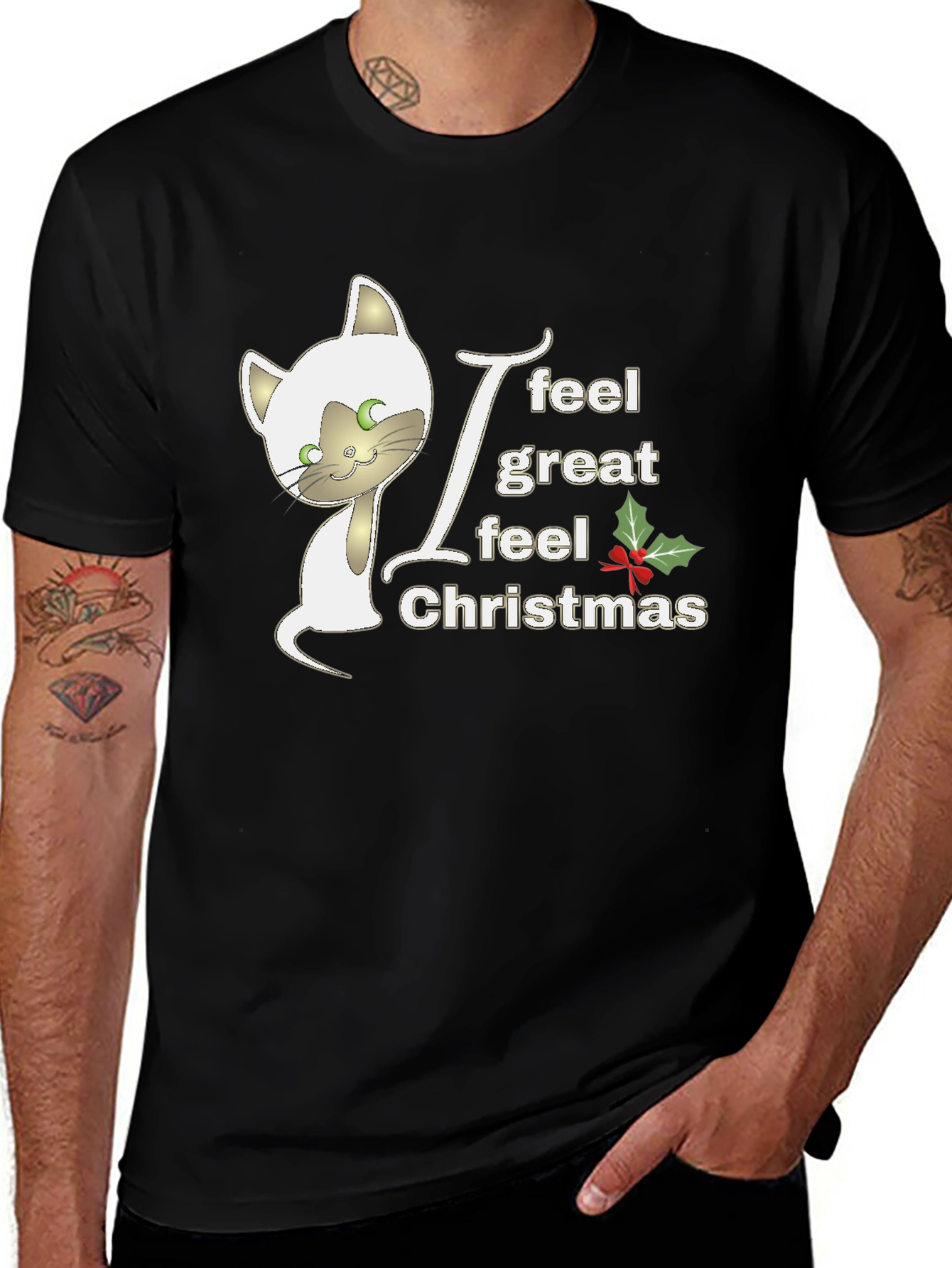Christmas Cat T-Shirt - Holiday Spirit Wear