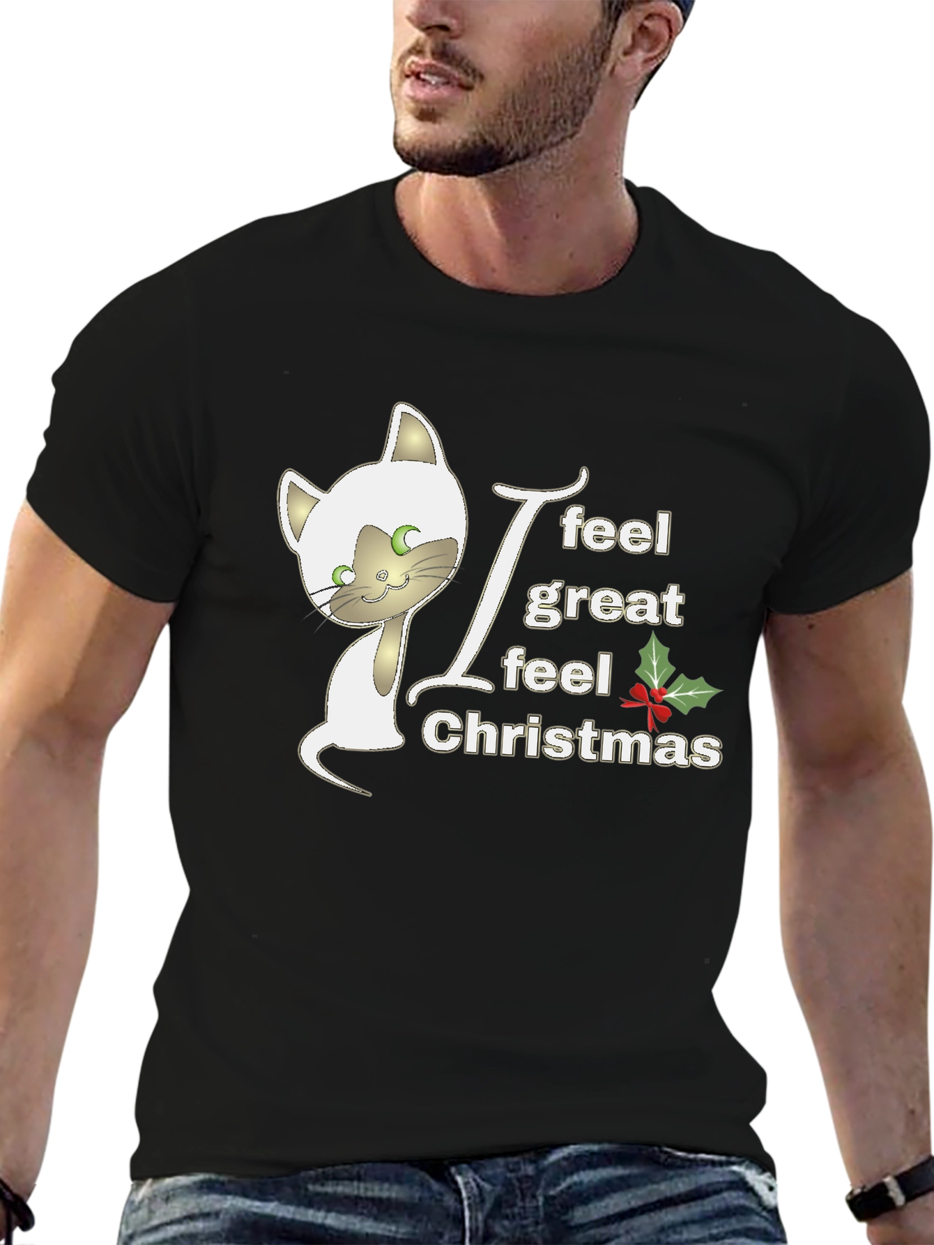 Christmas Cat T-Shirt - Holiday Spirit Wear