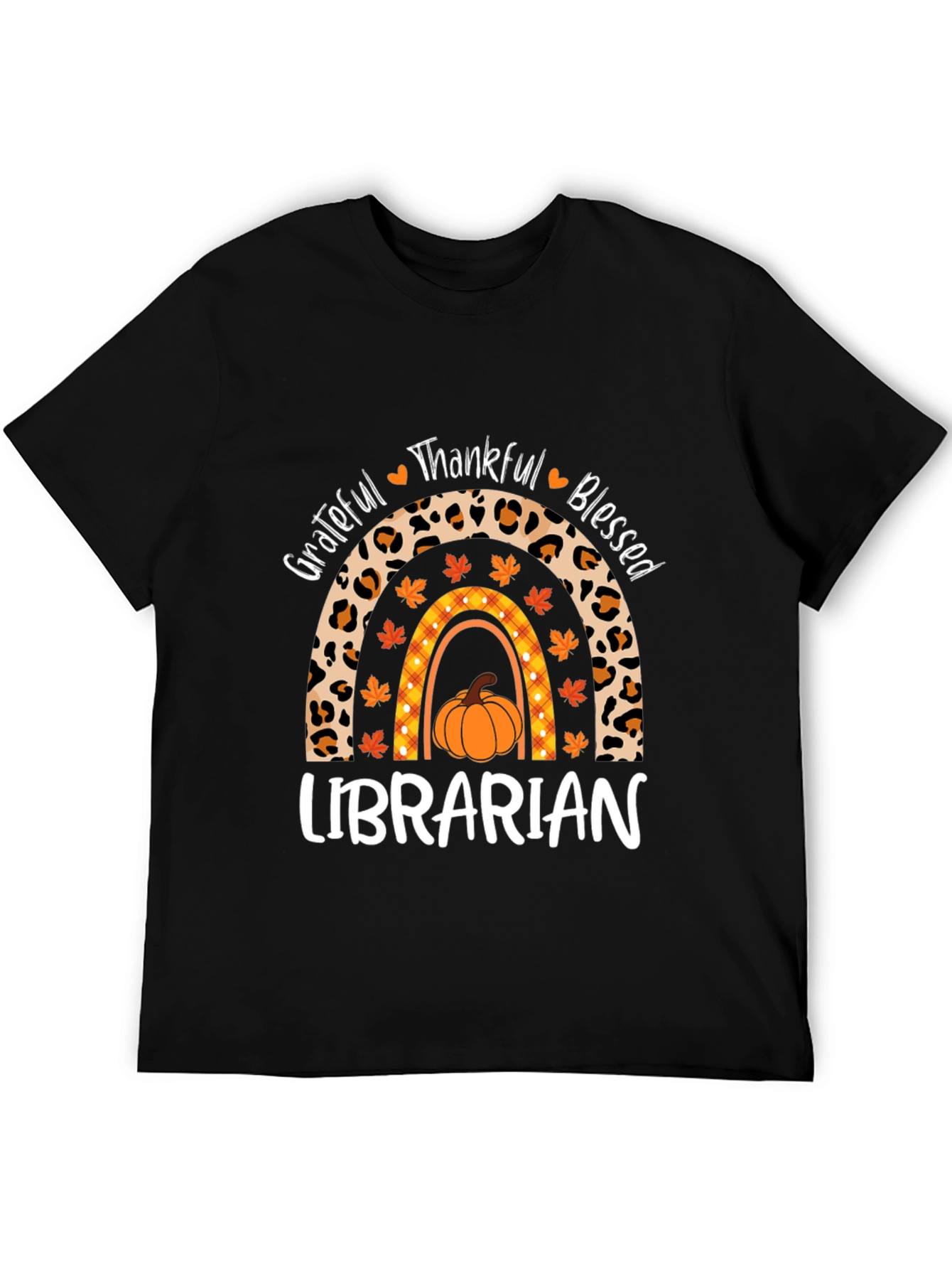 Fall Librarian T-Shirt - Grateful Thankful Blessed