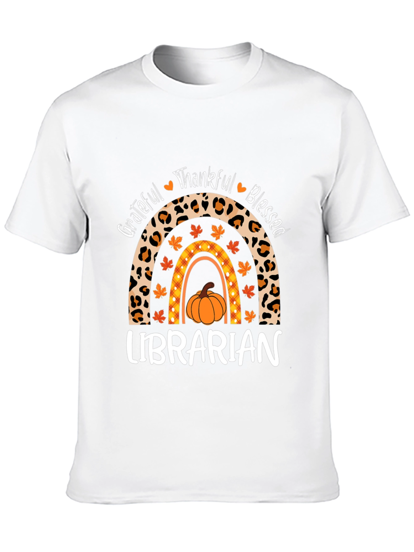 Fall Librarian T-Shirt - Grateful Thankful Blessed