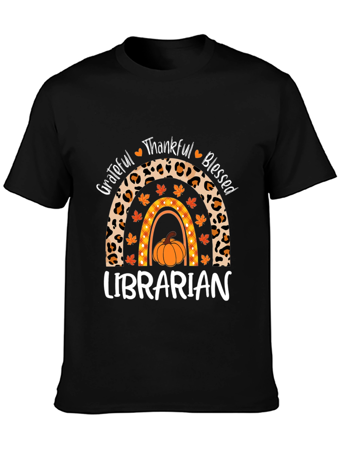 Fall Librarian T-Shirt - Grateful Thankful Blessed