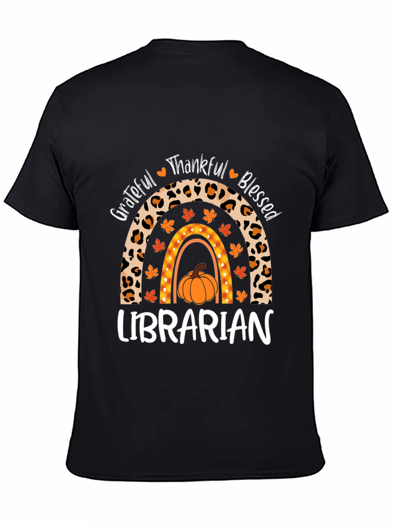 Fall Librarian T-Shirt - Grateful Thankful Blessed