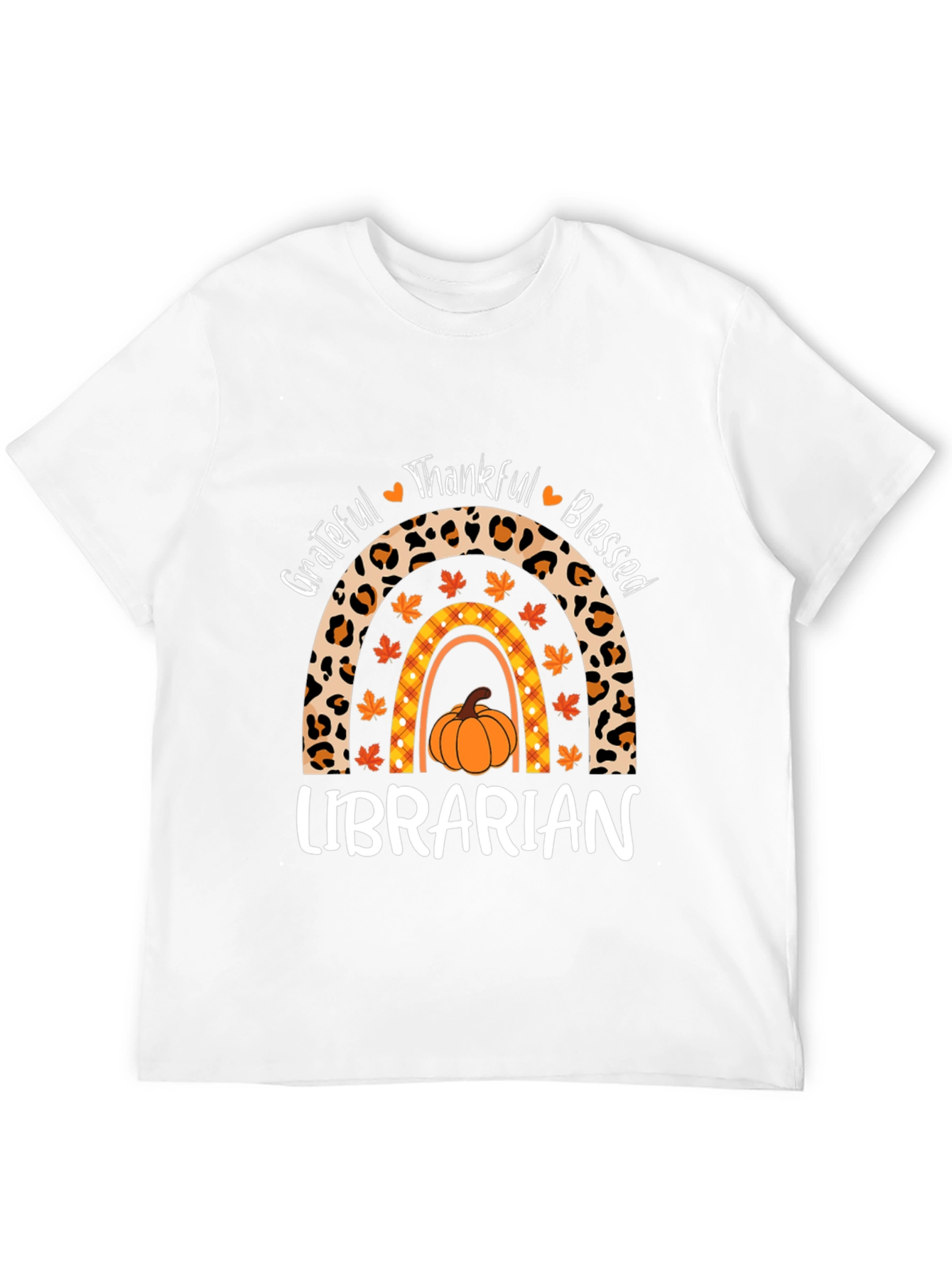 Fall Librarian T-Shirt - Grateful Thankful Blessed