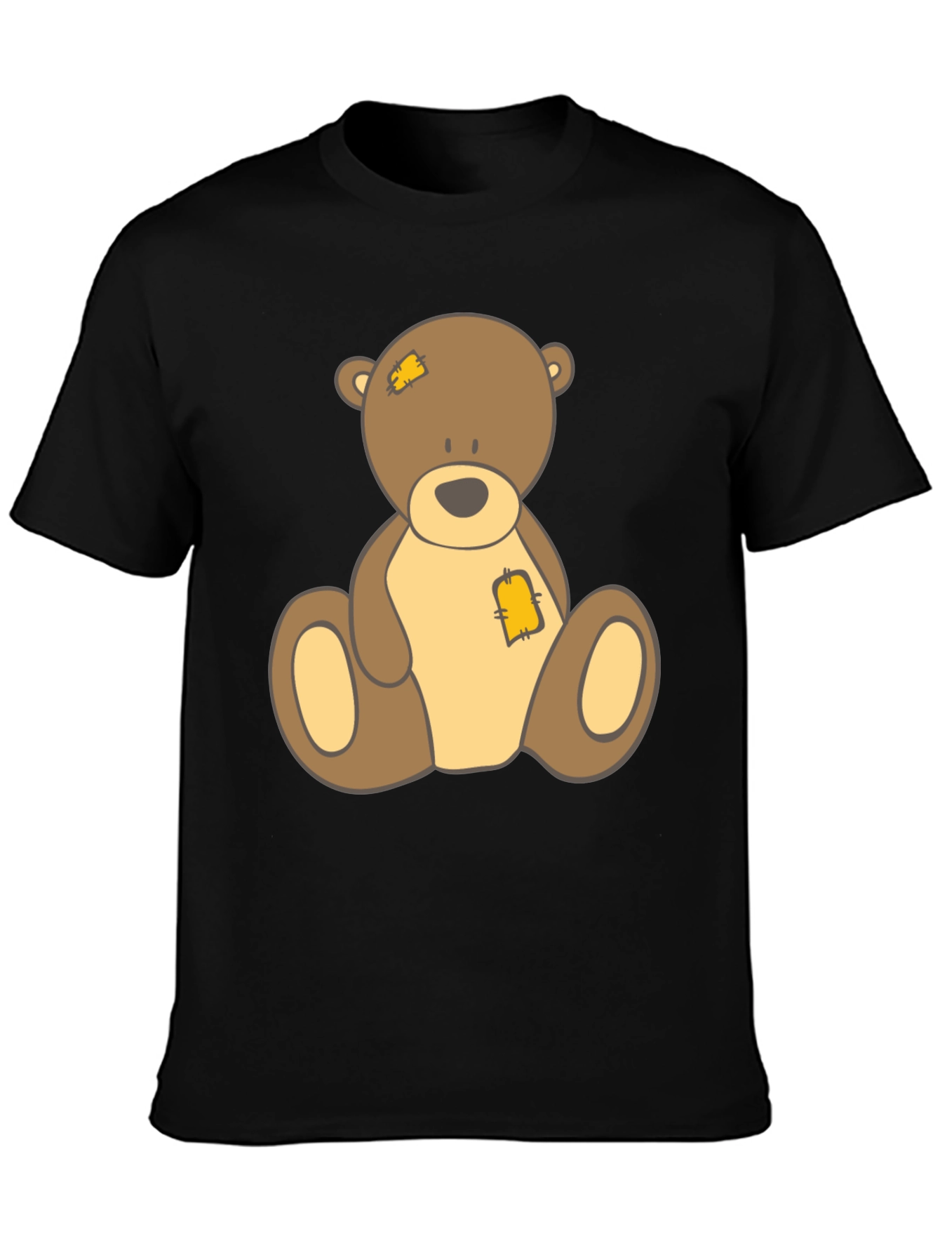 Cute Teddy Bear Graphic Black T-Shirt