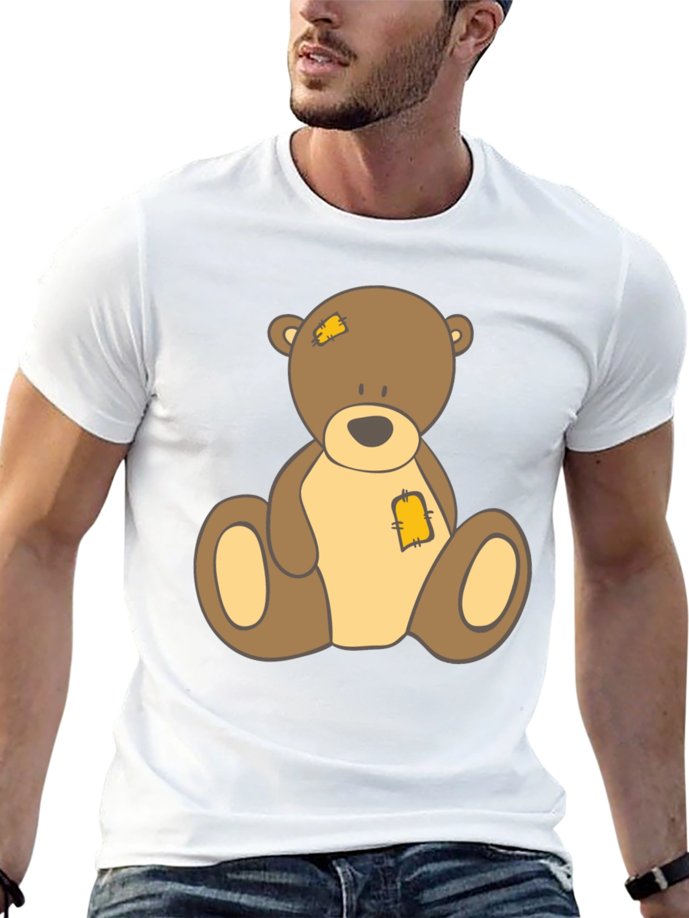 Cute Teddy Bear Graphic Black T-Shirt