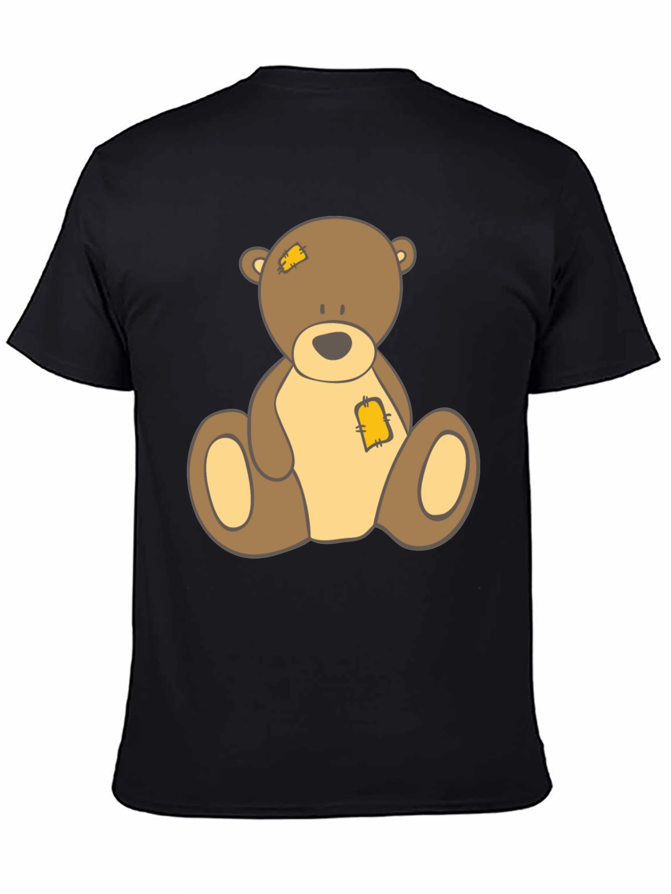 Cute Teddy Bear Graphic Black T-Shirt