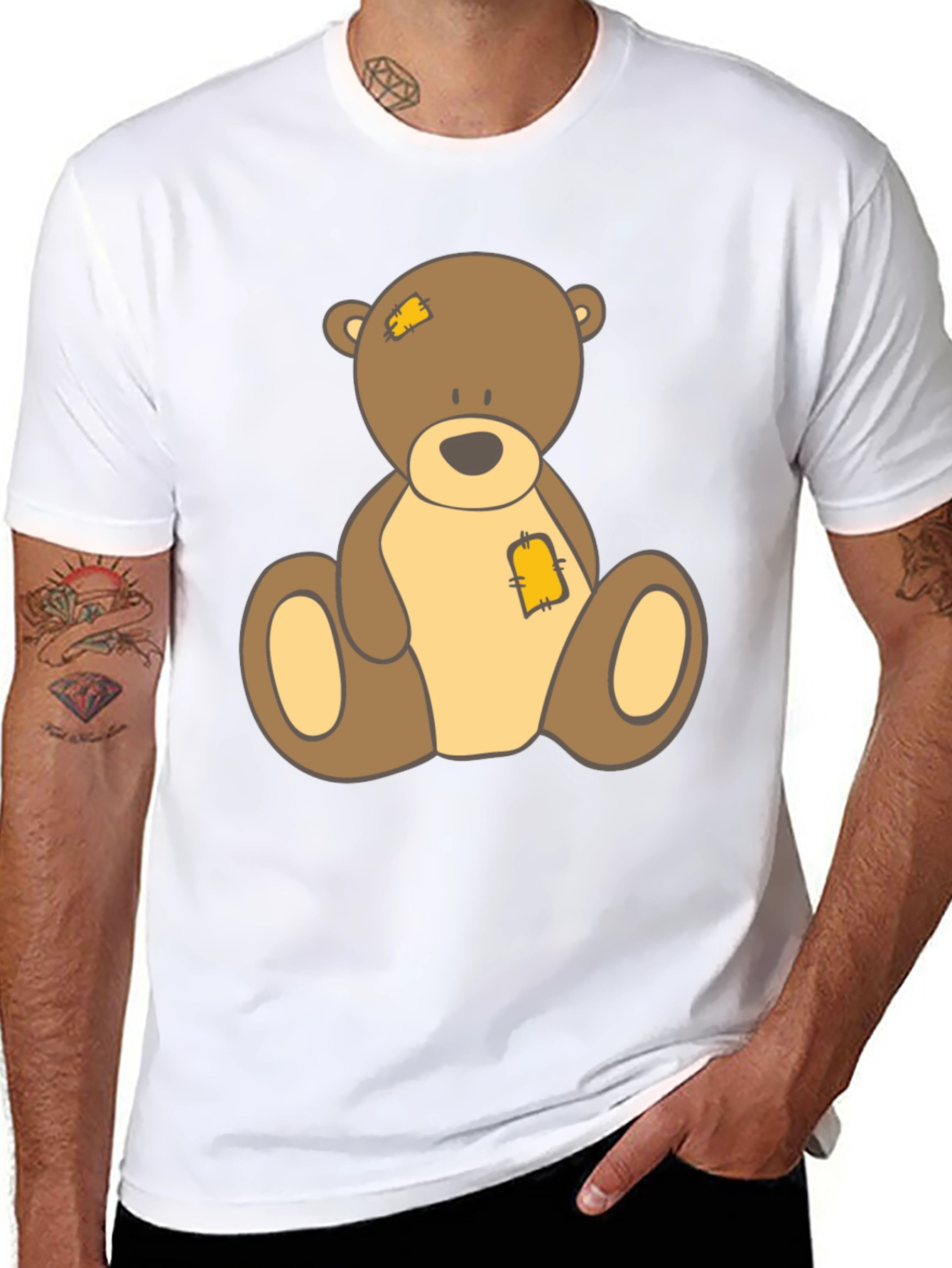 Cute Teddy Bear Graphic Black T-Shirt
