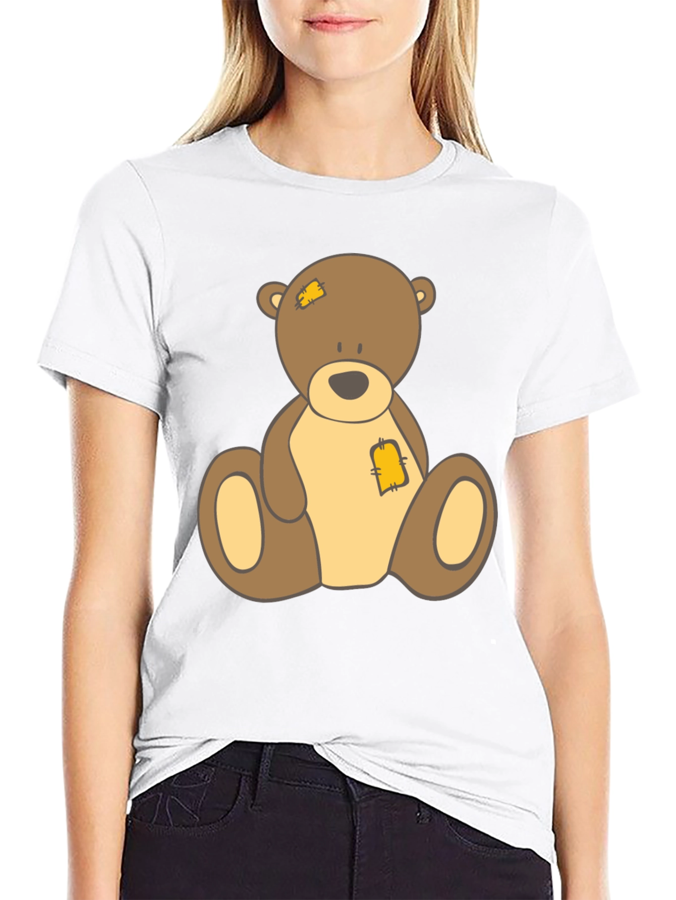 Cute Teddy Bear Graphic Black T-Shirt