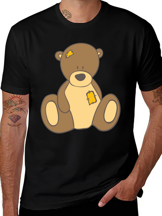 Cute Teddy Bear Graphic Black T-Shirt