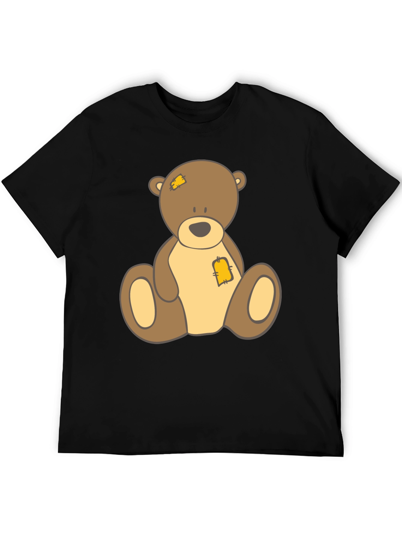 Cute Teddy Bear Graphic Black T-Shirt