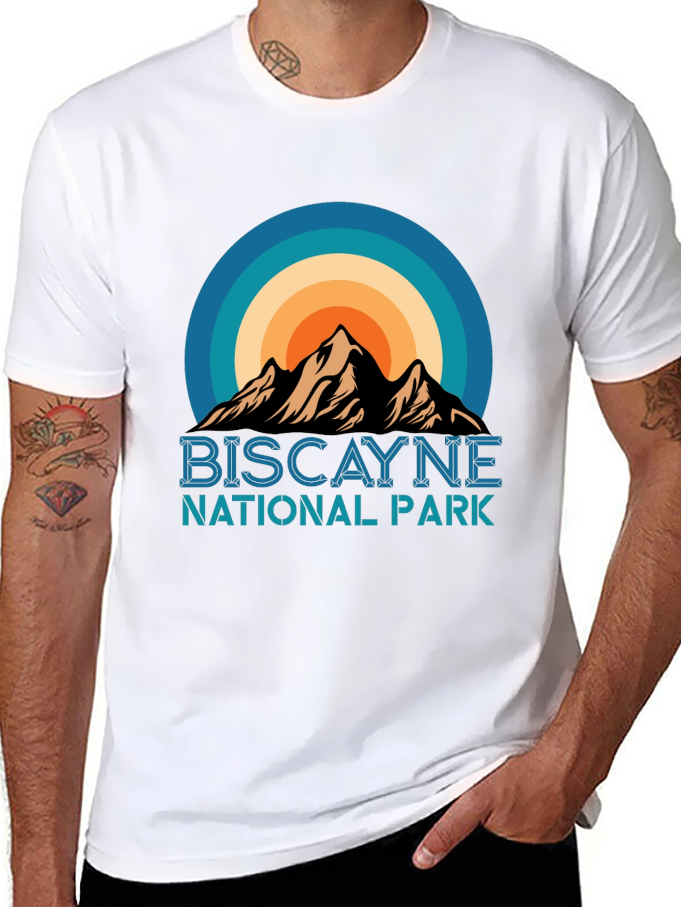 Biscayne National Park T-Shirt - Retro Sunset Mountain Design