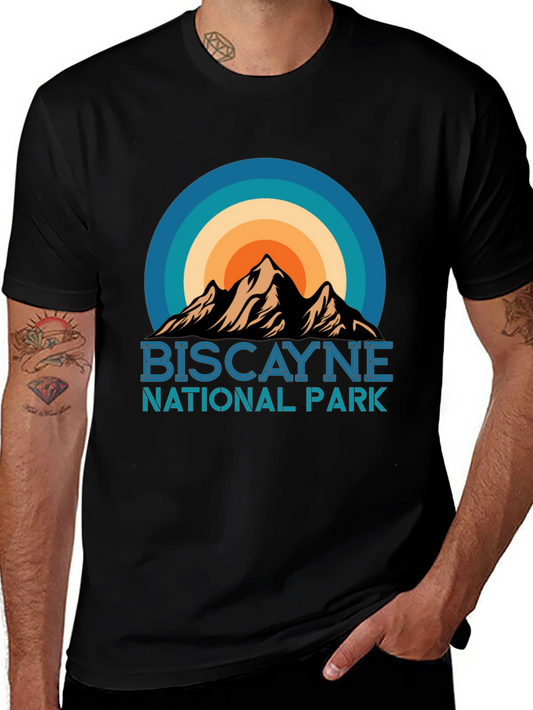 Biscayne National Park T-Shirt - Retro Sunset Mountain Design