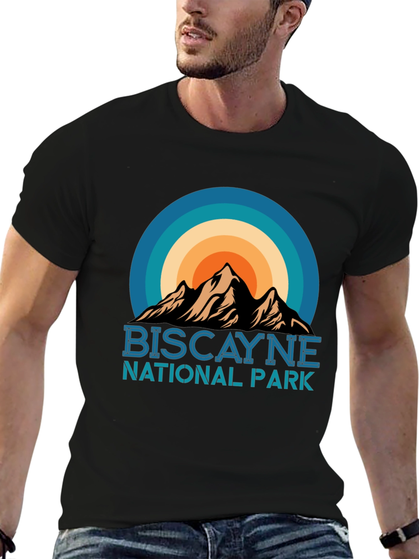 Biscayne National Park T-Shirt - Retro Sunset Mountain Design
