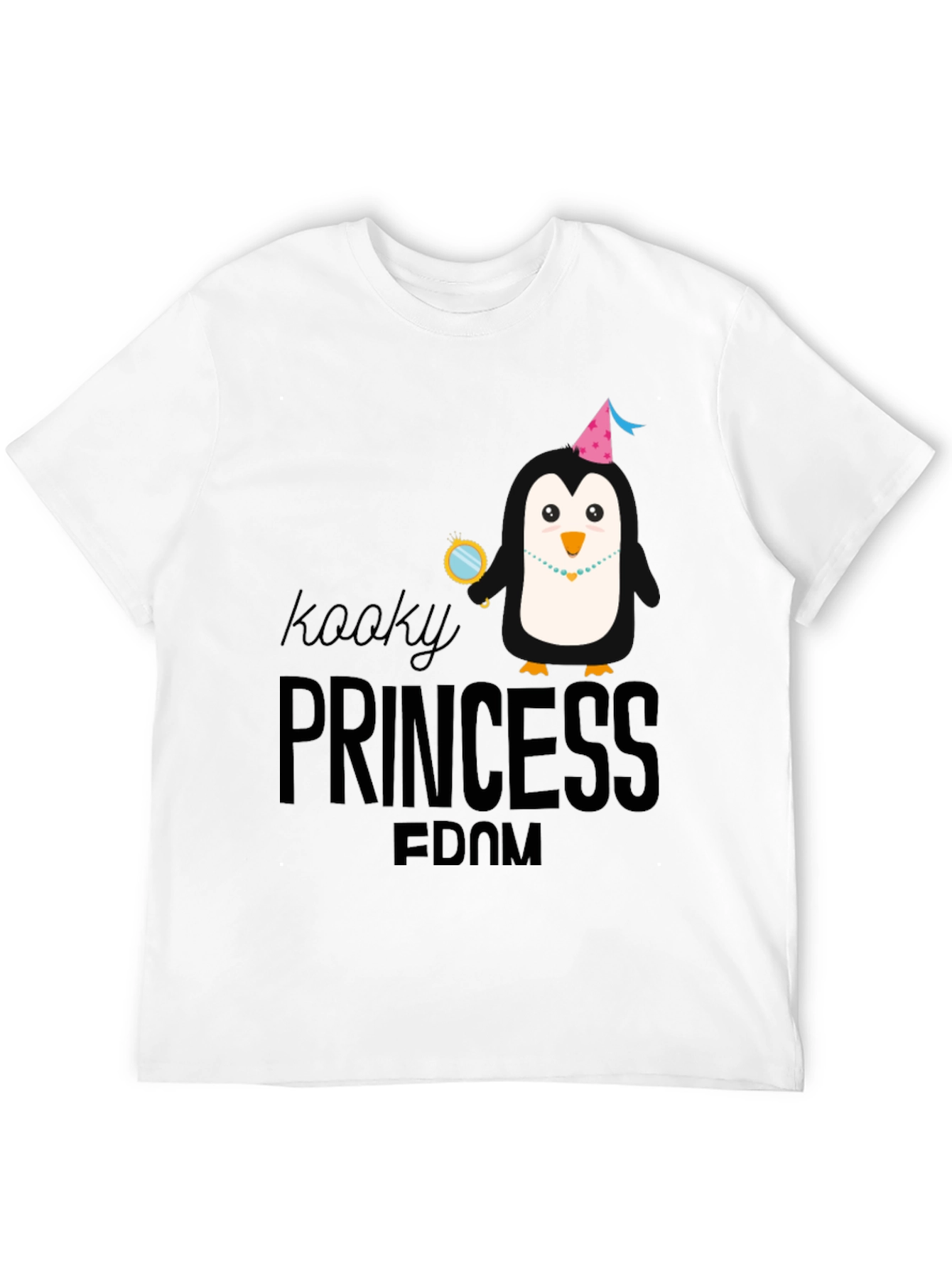 Kooky Princess Penguin Graphic Tee - Black Cotton T-Shirt