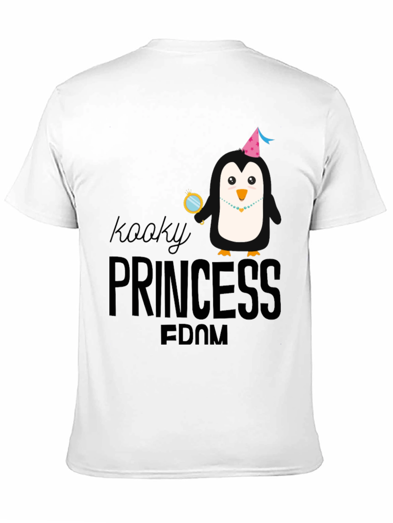 Kooky Princess Penguin Graphic Tee - Black Cotton T-Shirt
