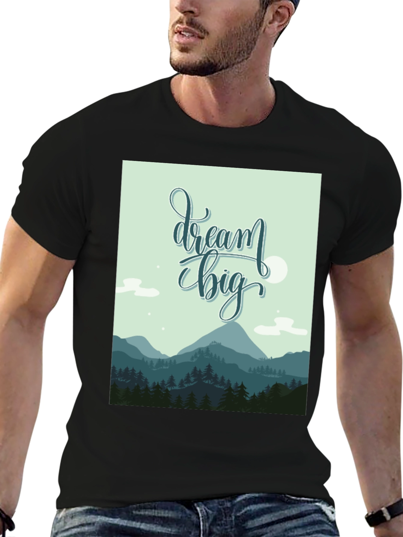 Dream Big Graphic Tee - Inspiring Mountain Design