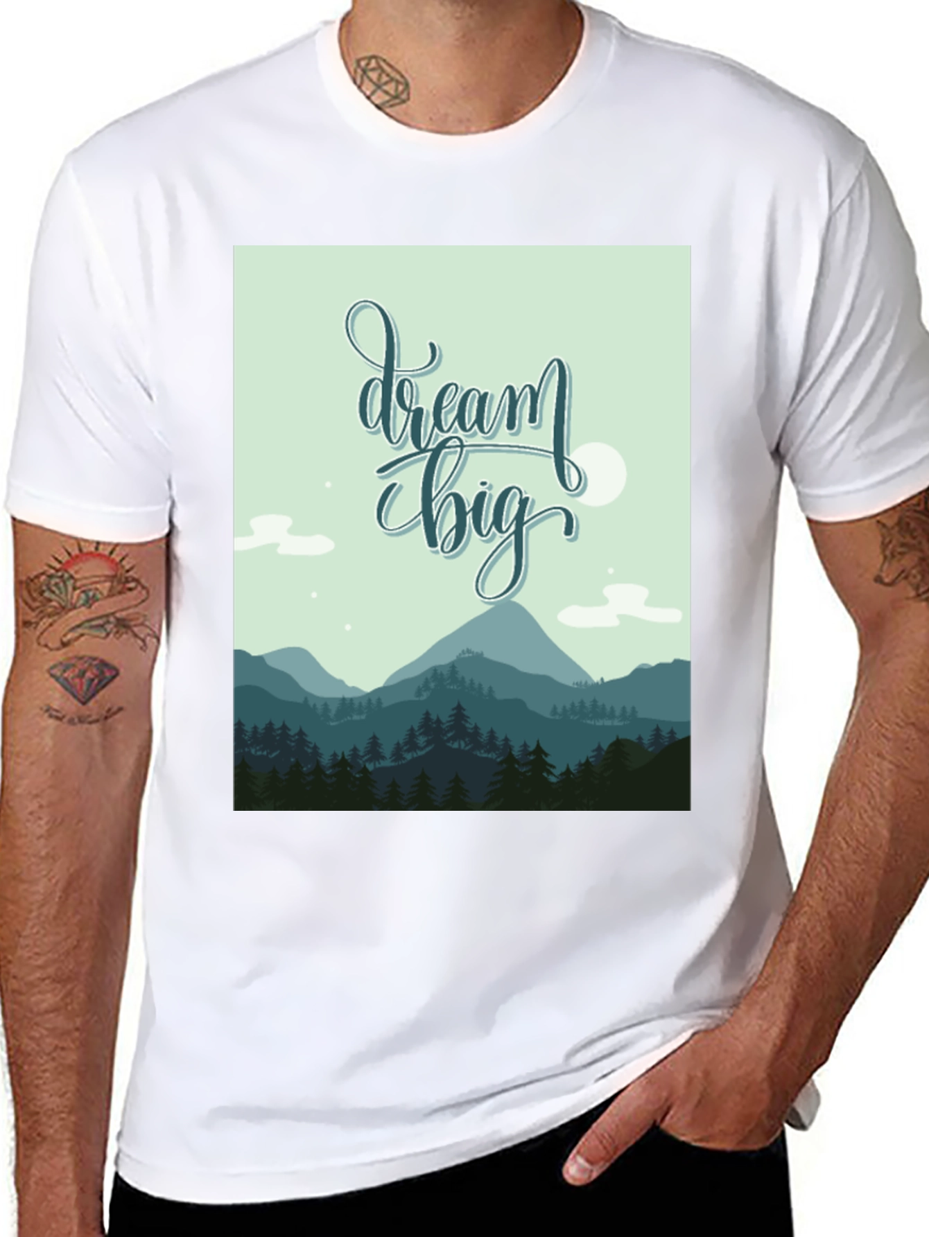 Dream Big Graphic Tee - Inspiring Mountain Design