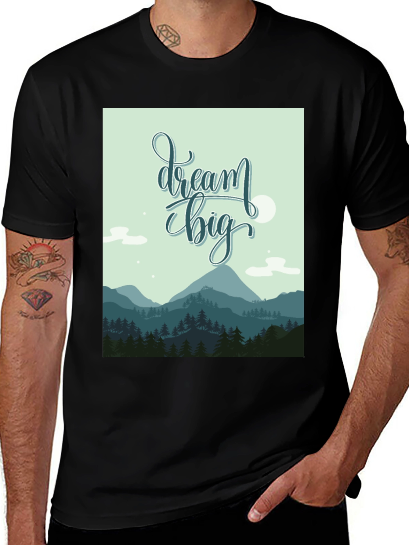 Dream Big Graphic Tee - Inspiring Mountain Design