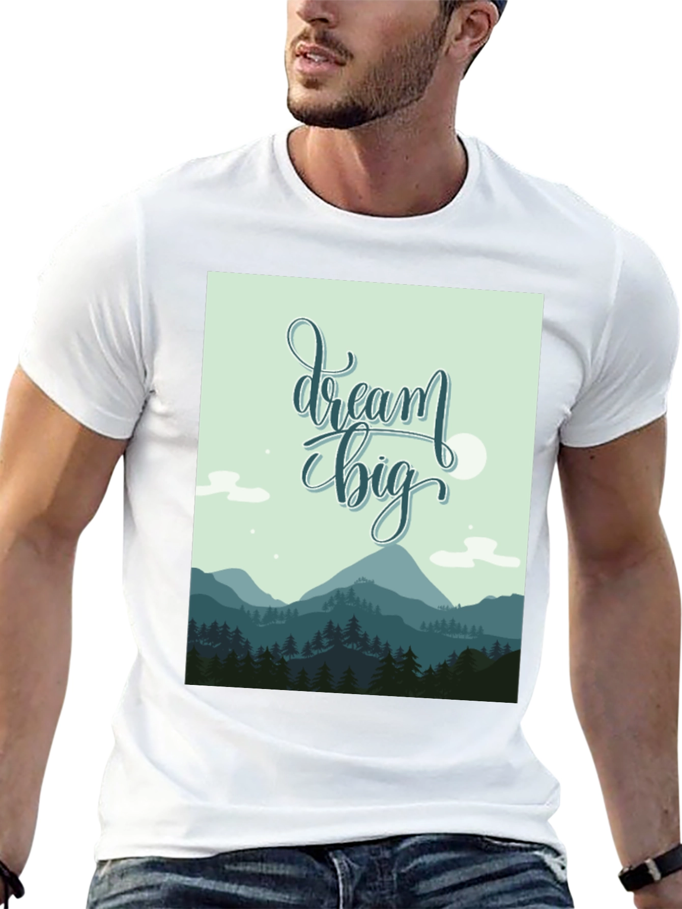 Dream Big Graphic Tee - Inspiring Mountain Design