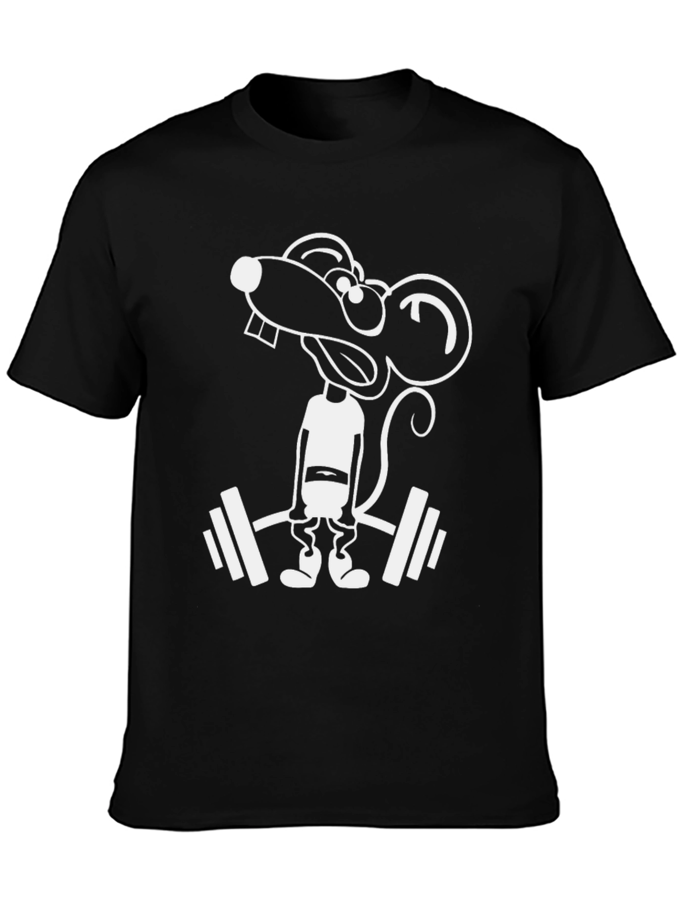 Funny Gym Rat Mouse T-Shirt - Black Cotton Tee