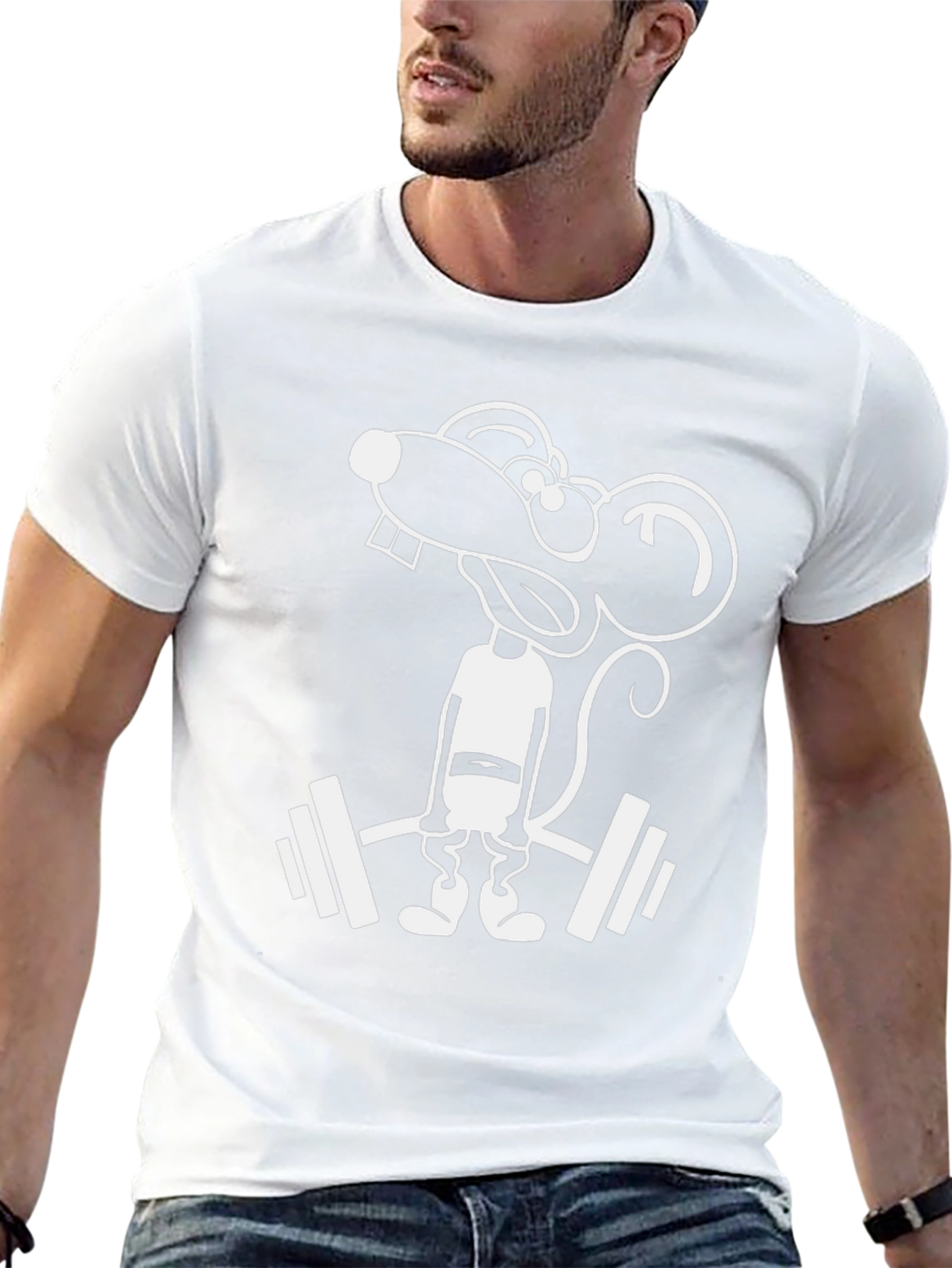 Funny Gym Rat Mouse T-Shirt - Black Cotton Tee